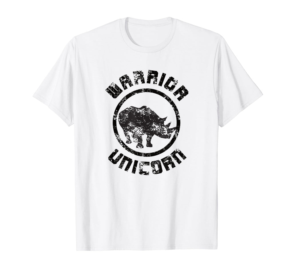 Warrior Unicorn Rhino Distressed T-Shirt - Custom Art Print for Adults - T-Shirt, Sweatshirt, Hoodie