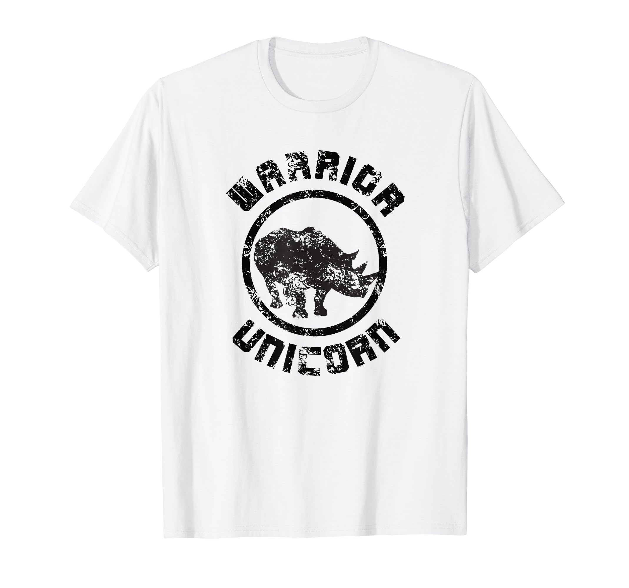 Warrior Unicorn Rhino Distressed T-Shirt - Custom Art Print for Adults - T-Shirt, Sweatshirt, Hoodie