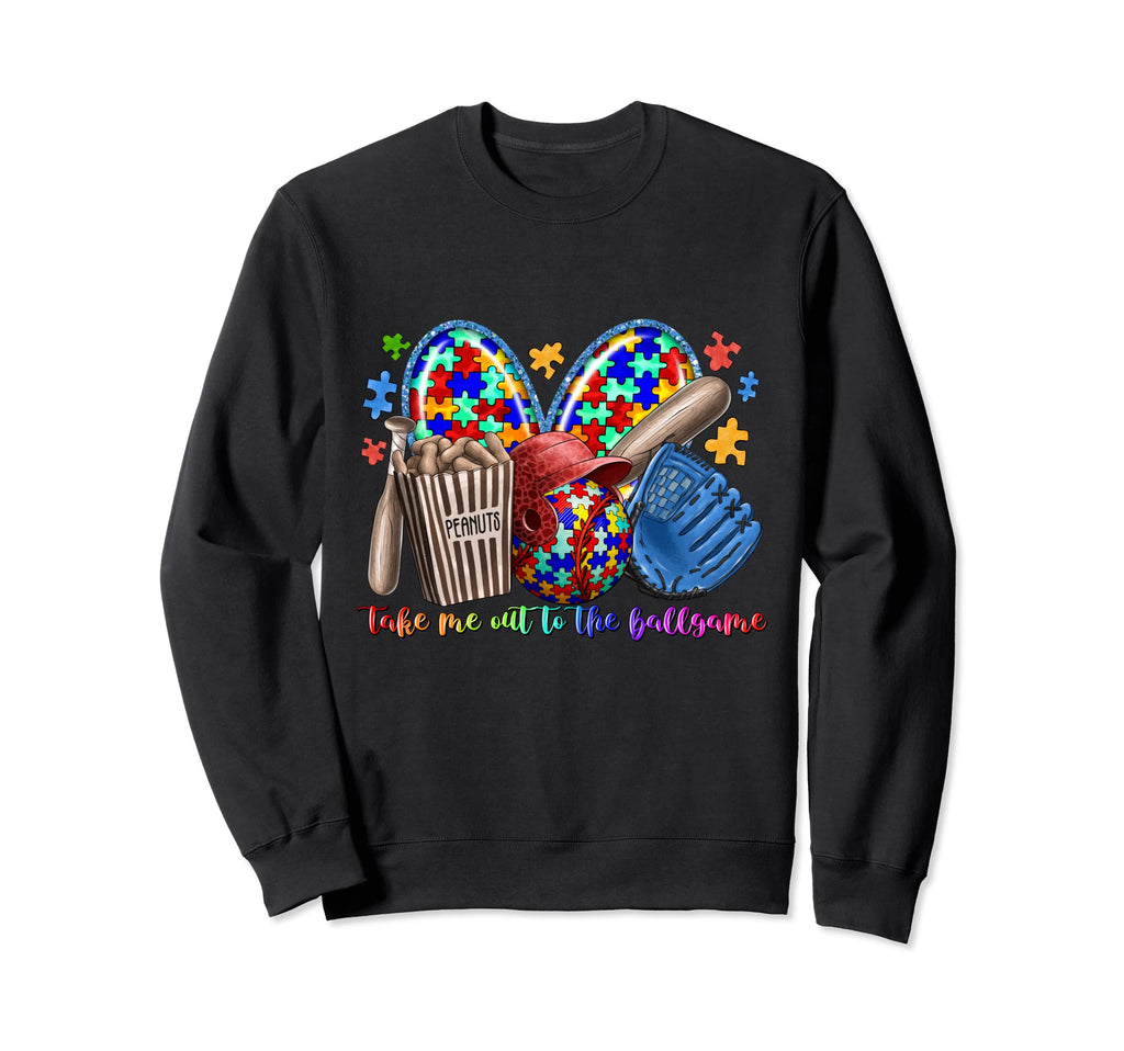Take Me Out To Baseball Game Autism Sweatshirt - Aesthetic Graphic Unisex - T-Shirt, Sweatshirt, Hoodie