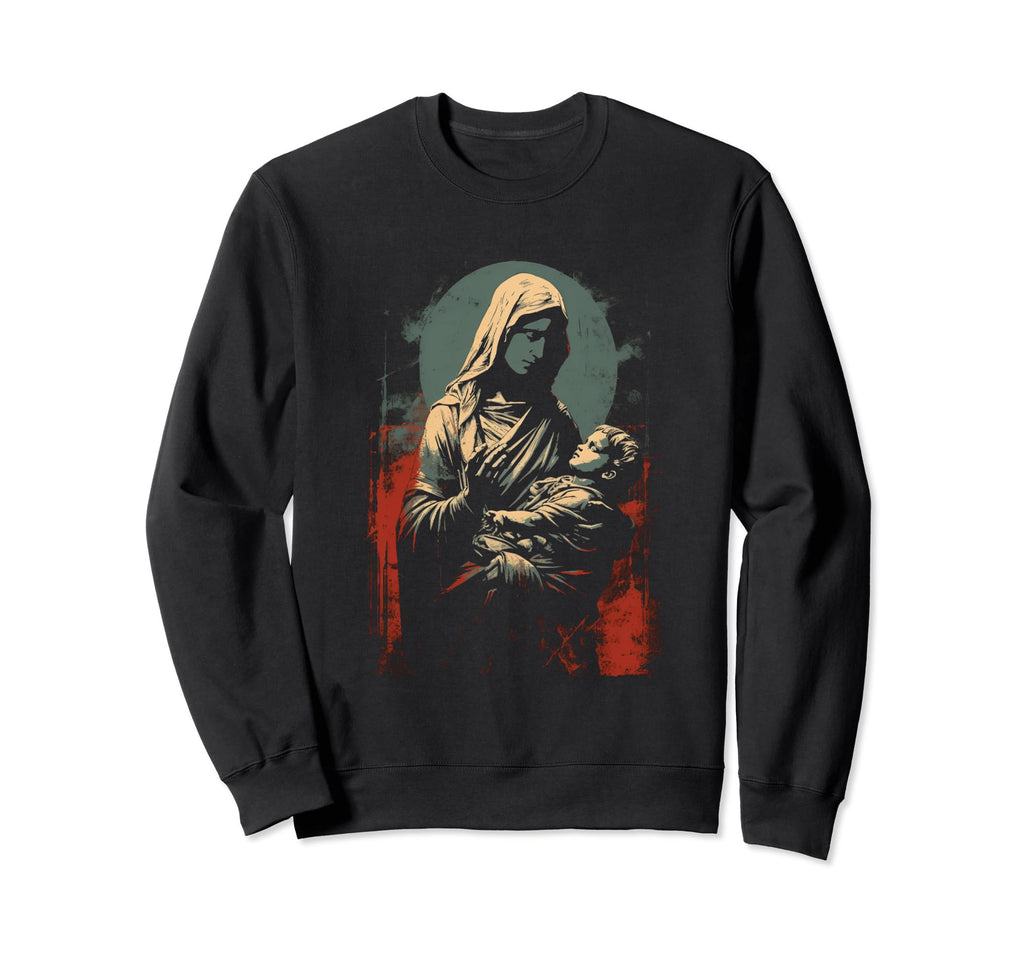 Mary Jesus Distressed 90S Goth Sweatshirt - Trendy Graphic Men Women - T-Shirt, Sweatshirt, Hoodie