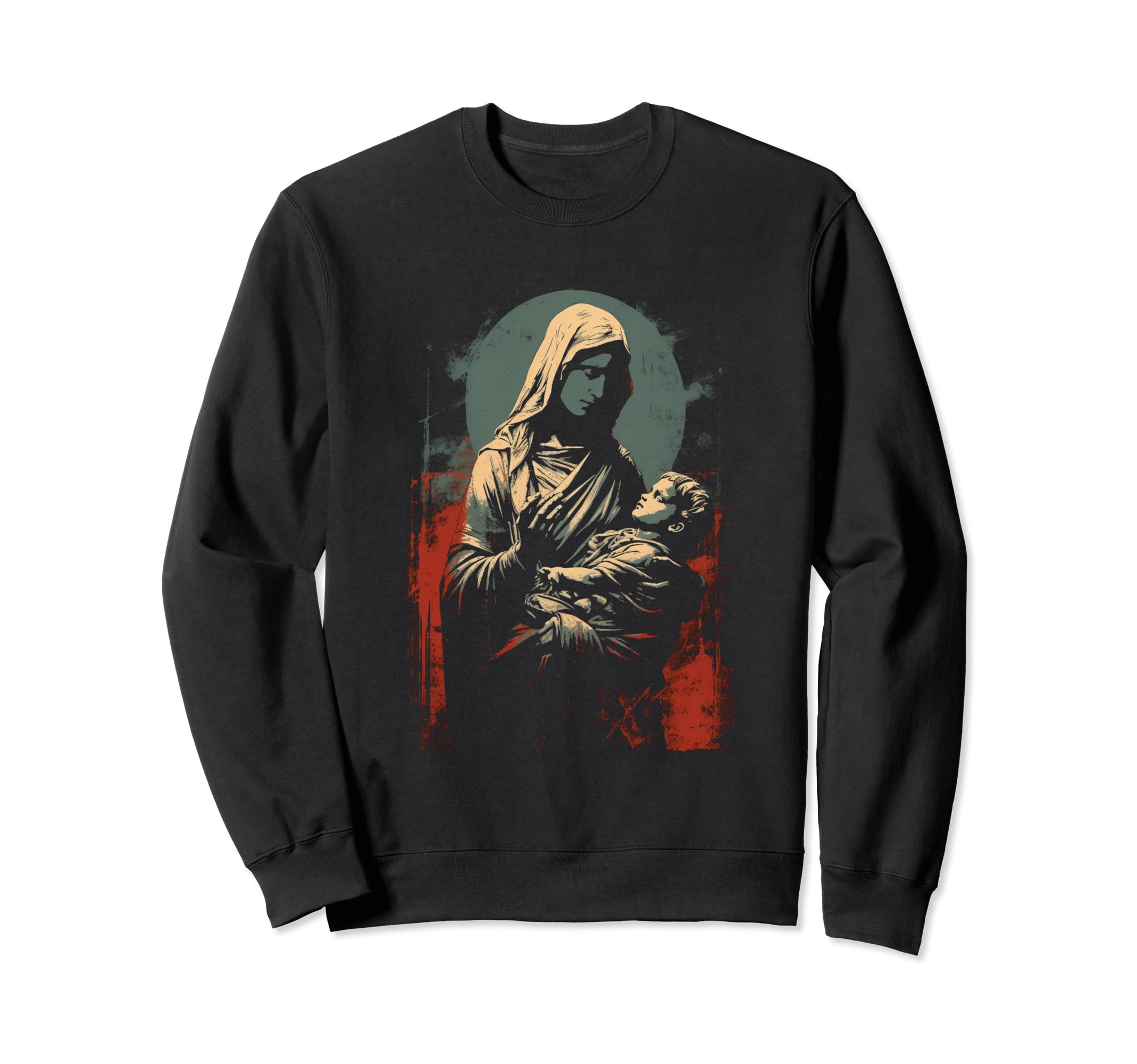 Mary Jesus Distressed 90S Goth Sweatshirt - Trendy Graphic Men Women - T-Shirt, Sweatshirt, Hoodie