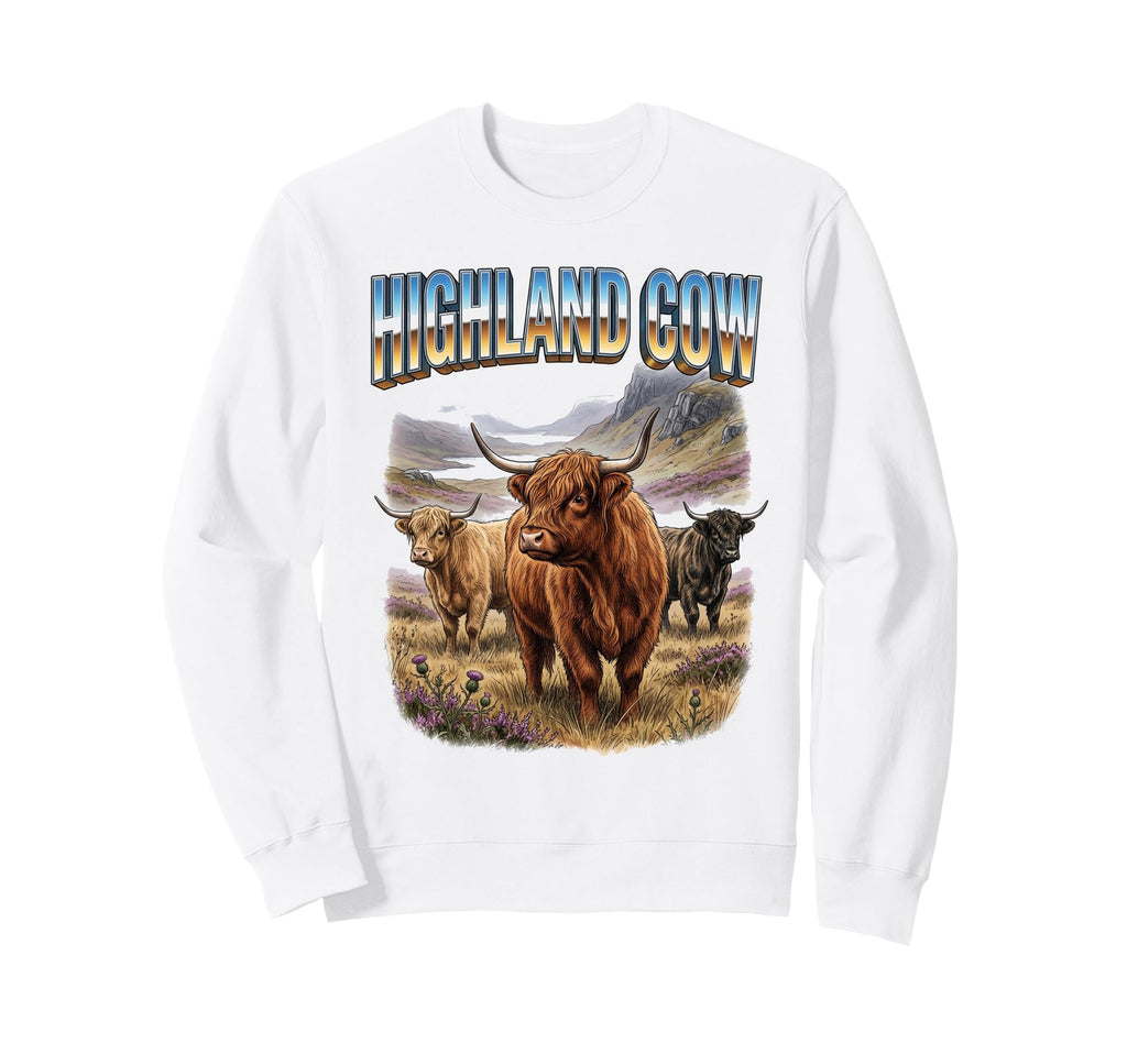 Highland Cow 70S 90S Highland Sweatshirt - Casual Everyday Wear Men Women - T-Shirt, Sweatshirt, Hoodie