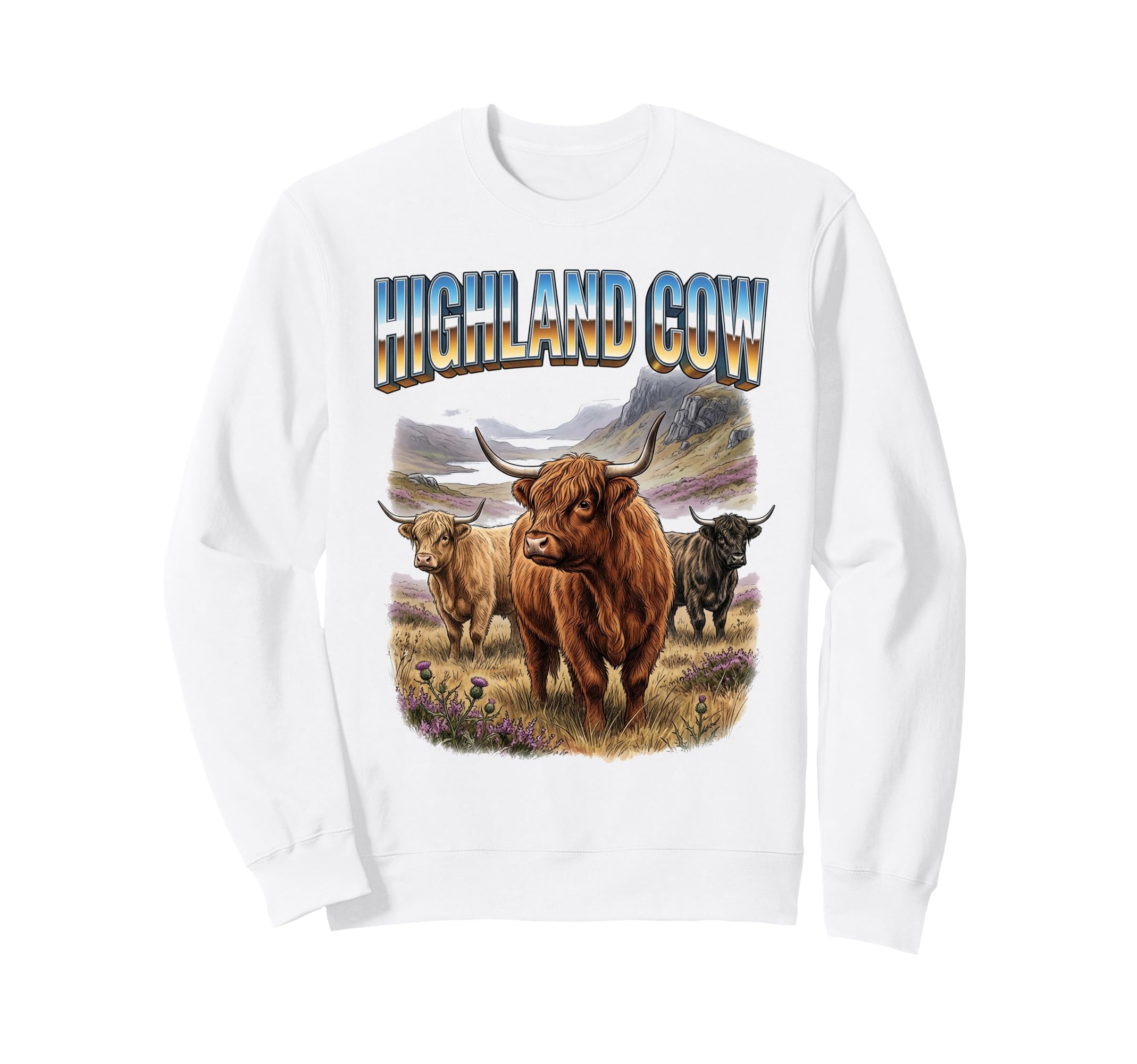 Highland Cow 70S 90S Highland Sweatshirt - Casual Everyday Wear Men Women - T-Shirt, Sweatshirt, Hoodie