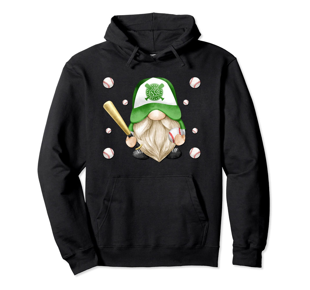 Green Sports Gnome And Baseball Hoodie - Fun Novelty Design for Adults - T-Shirt, Sweatshirt, Hoodie