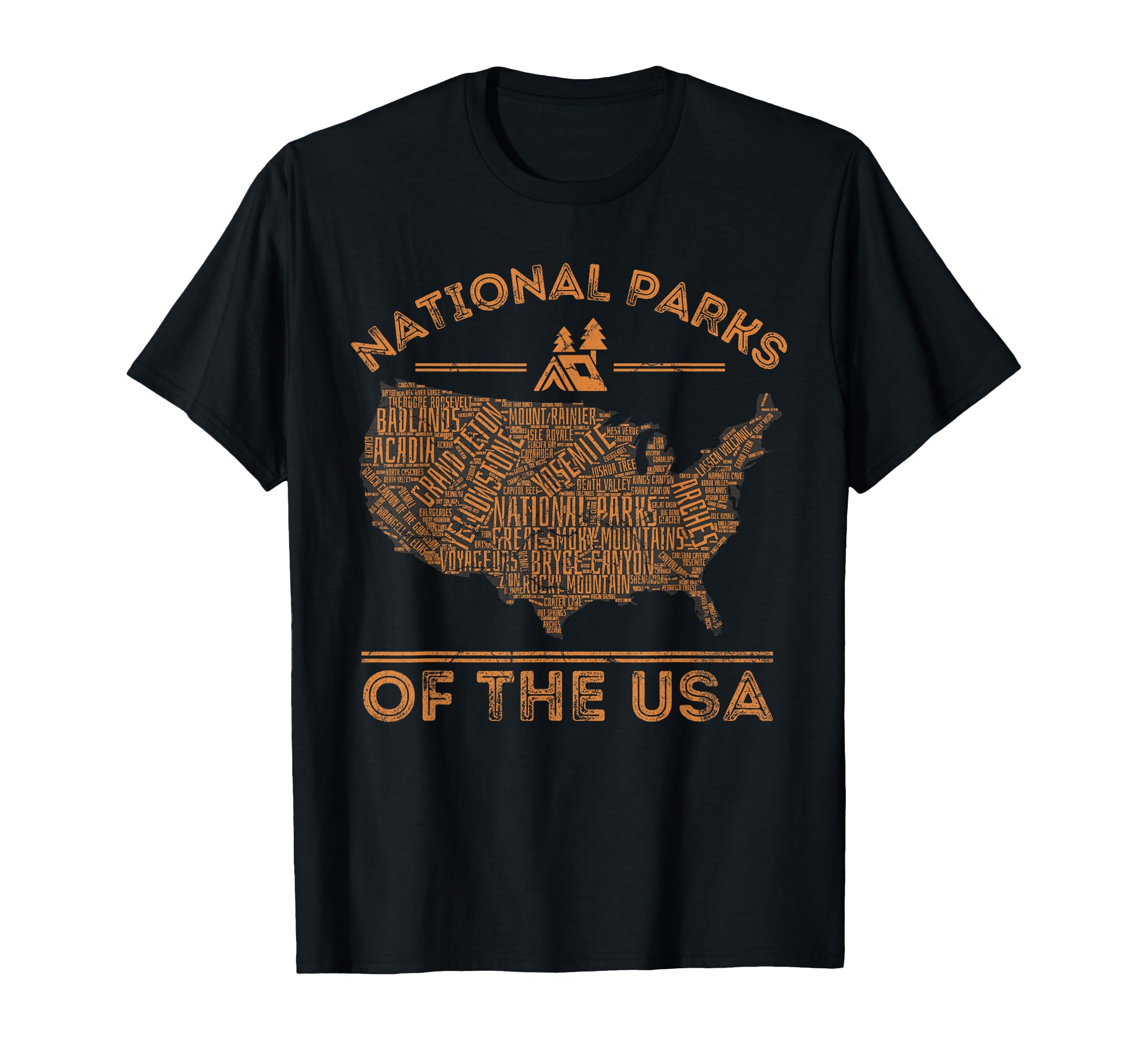 National Parks Map Hiking Travel T-Shirt - Casual Everyday Wear Unisex - T-Shirt, Sweatshirt, Hoodie