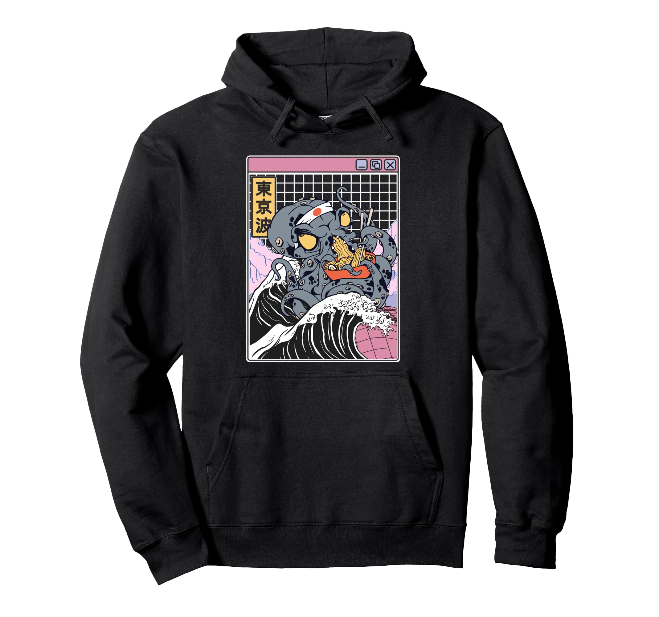 Kraken Eating Ramen Kanagawa Wave Octopus Hoodie - Trendy Graphic Unisex - T-Shirt, Sweatshirt, Hoodie