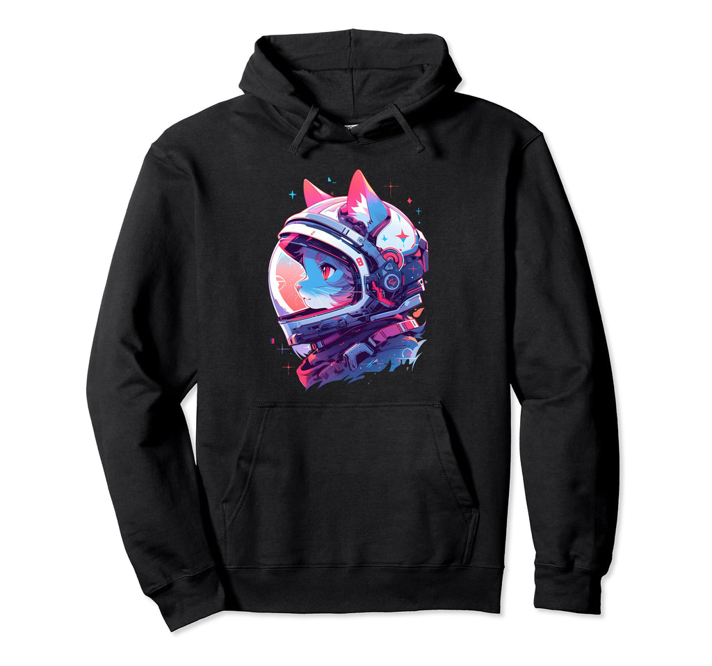 80S 90S Aesthetic Vaporwave Space Cat Hoodie - Unique Graphic for Adults - T-Shirt, Sweatshirt, Hoodie