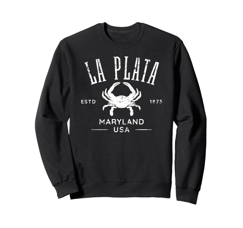 La Plata Maryland Crab Distressed Sweatshirt - Novelty Apparel Unisex - T-Shirt, Sweatshirt, Hoodie