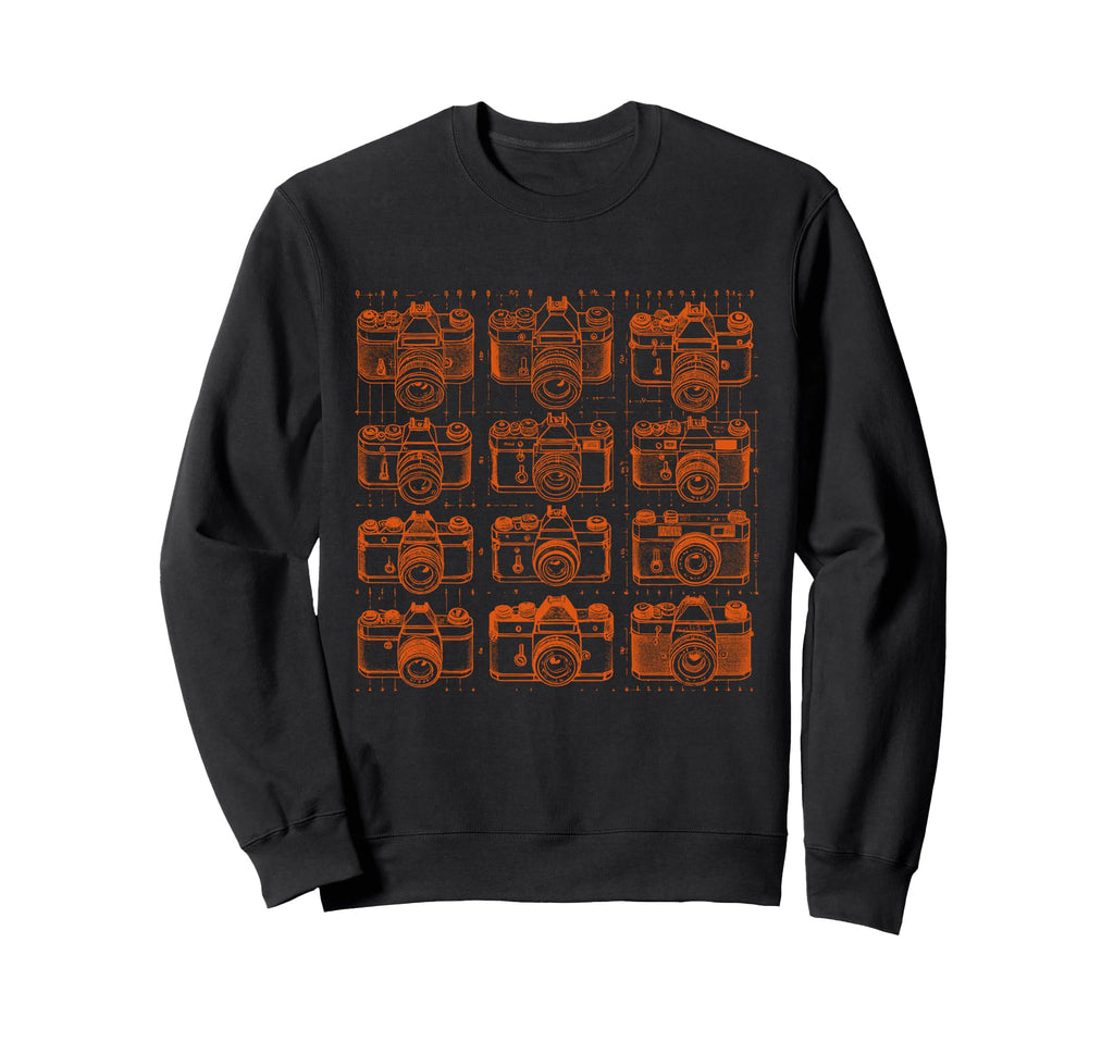 Camera Grid Orange Sweatshirt - Minimalist Print Men Women - T-Shirt, Sweatshirt, Hoodie
