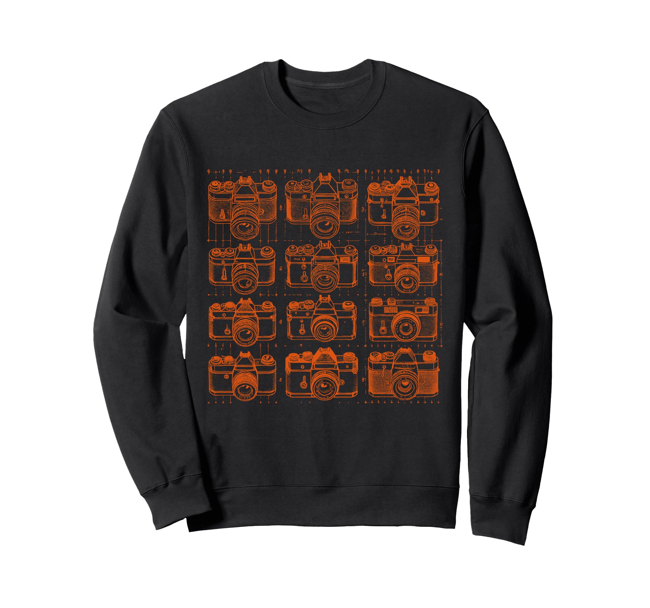 Camera Grid Orange Sweatshirt - Minimalist Print Men Women - T-Shirt, Sweatshirt, Hoodie