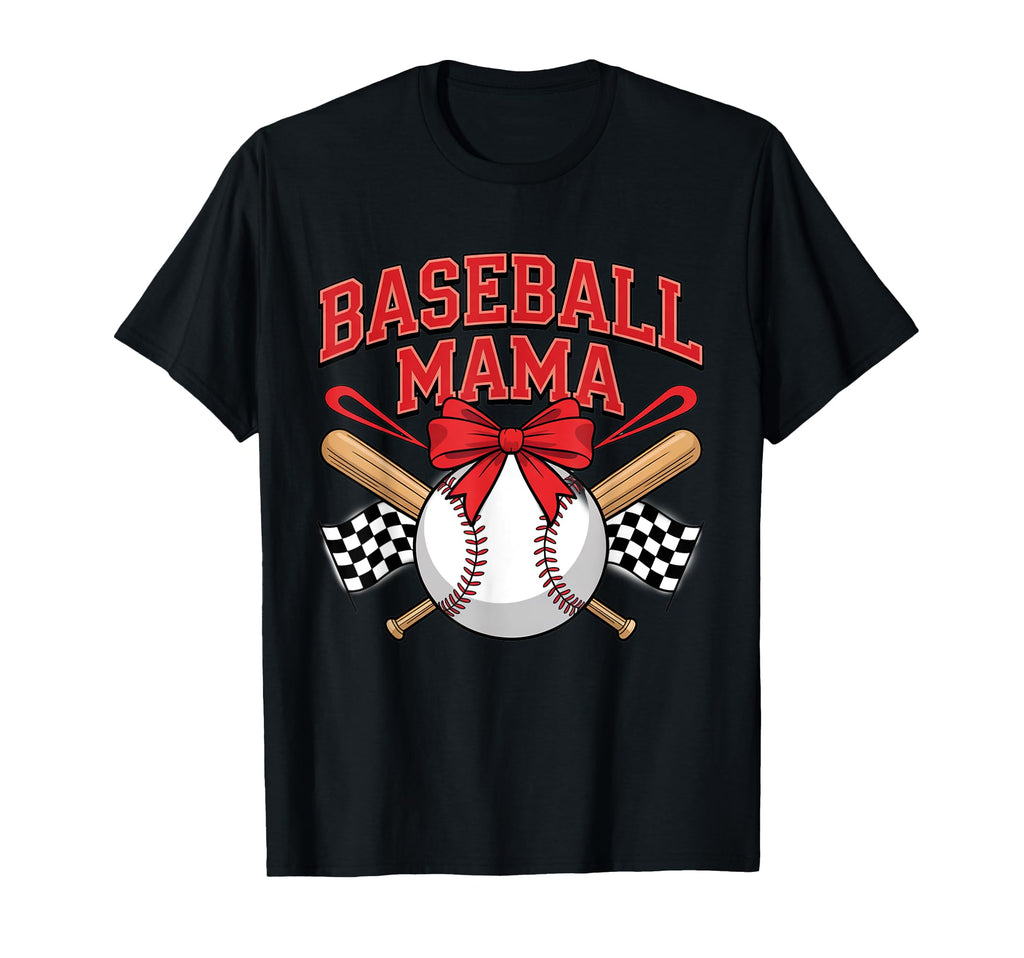Coquette Bow American Baseball Mom Mama T-Shirt - Graphic Print for Adults - T-Shirt, Sweatshirt, Hoodie