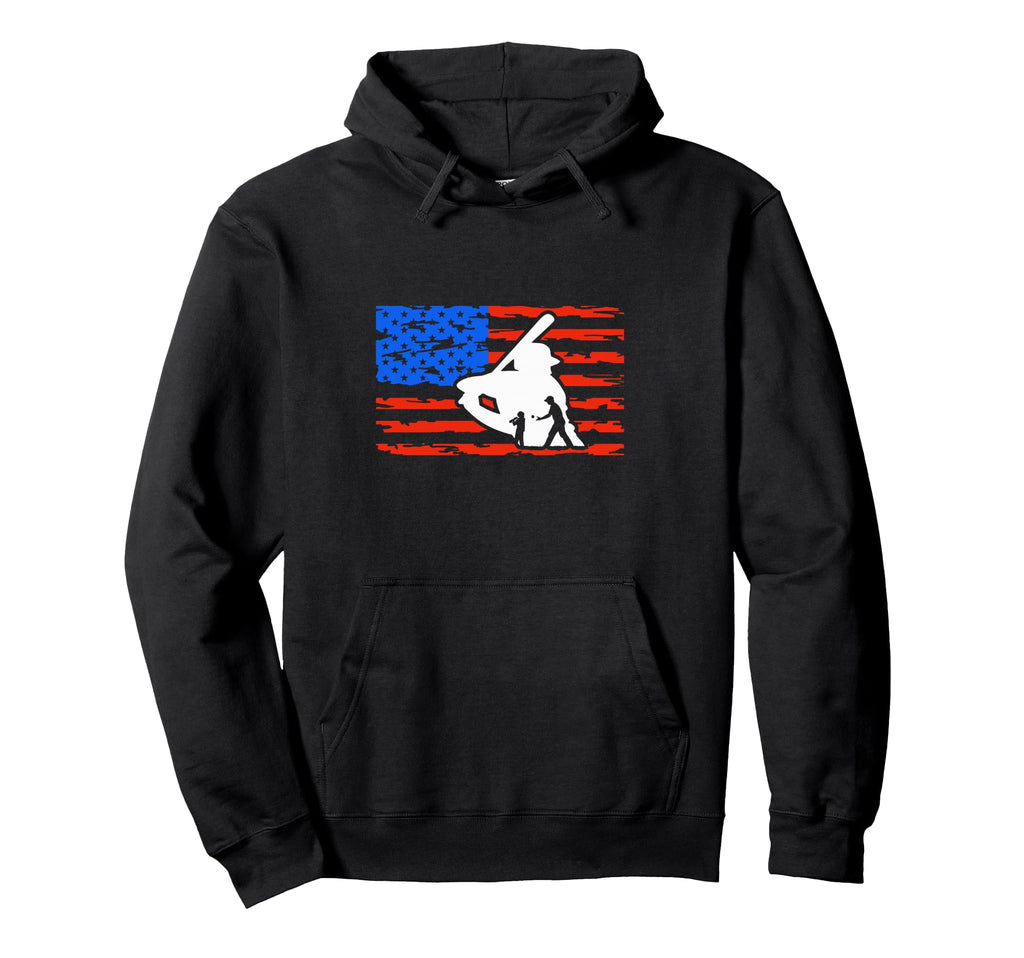 Baseball Us Flag Baseball Player Hoodie - Unique Graphic for Adults - T-Shirt, Sweatshirt, Hoodie