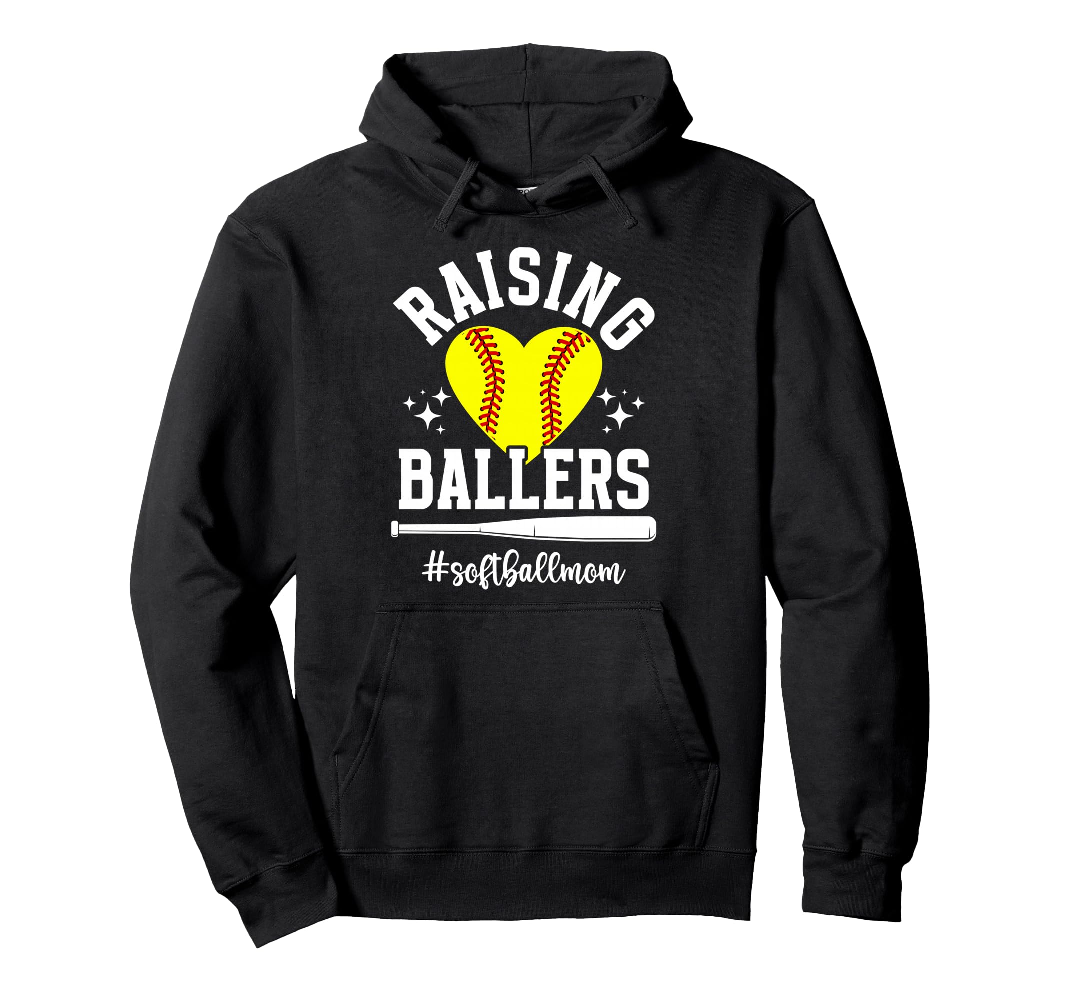 Raising Ballers Softball Mom Softball Hoodie - Unique Graphic Unisex - T-Shirt, Sweatshirt, Hoodie
