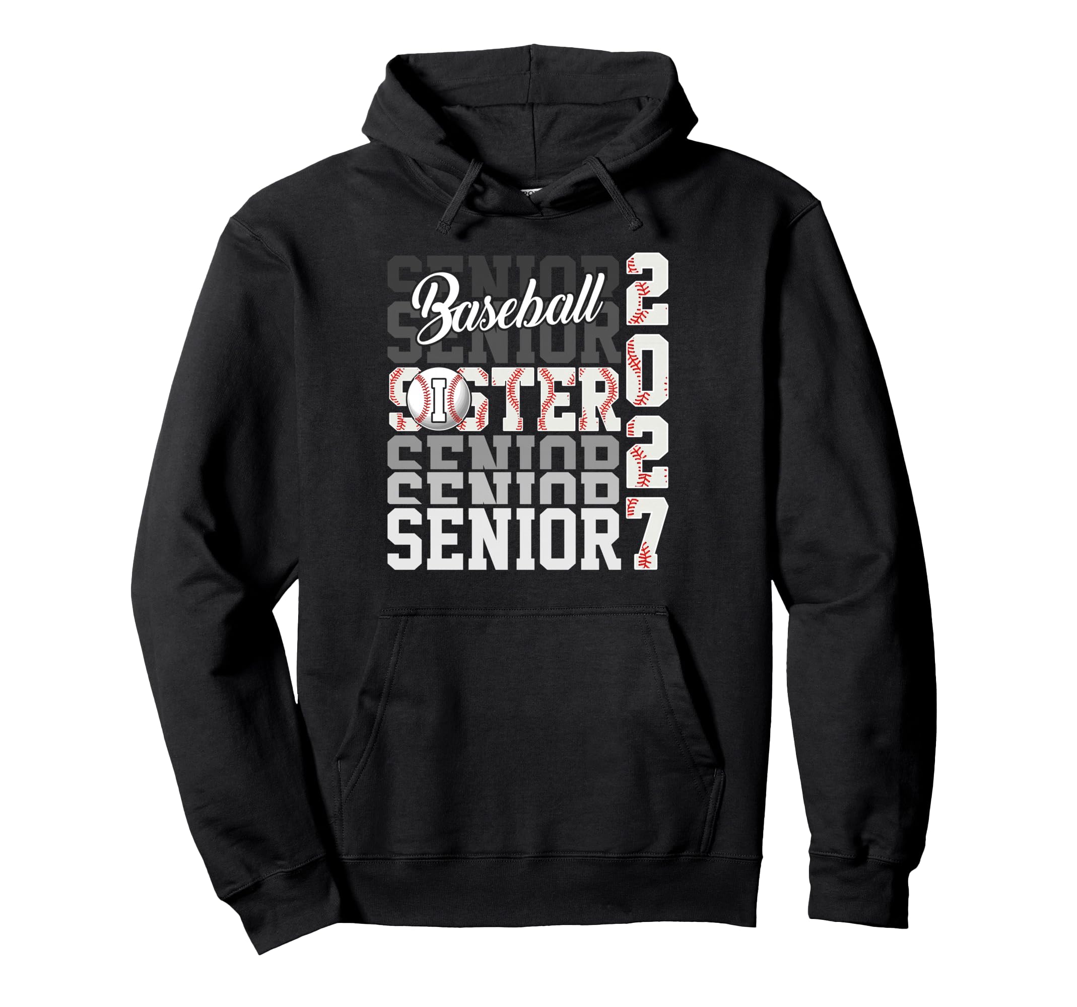 Senior 2027 Baseball Sister Proud Hoodie - Fun Novelty Design Unisex - T-Shirt, Sweatshirt, Hoodie