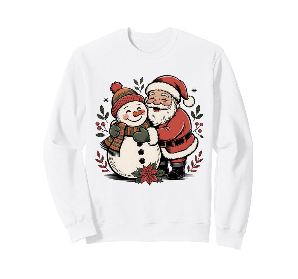 Snowman Santa Winter Boho Floral Sweatshirt - Custom Art Print Unisex - T-Shirt, Sweatshirt, Hoodie