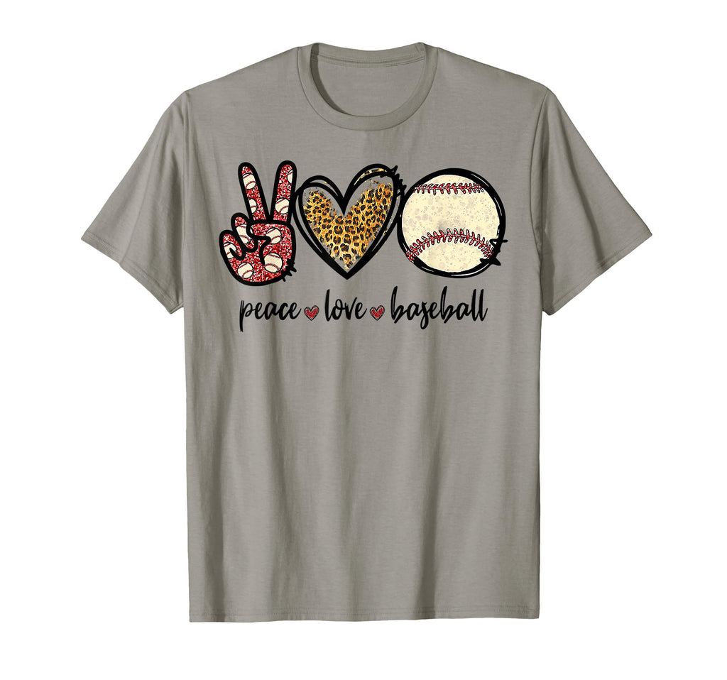 Peace Love Baseball Mom Leopard Cheetah T-Shirt - Novelty Apparel Unisex - T-Shirt, Sweatshirt, Hoodie