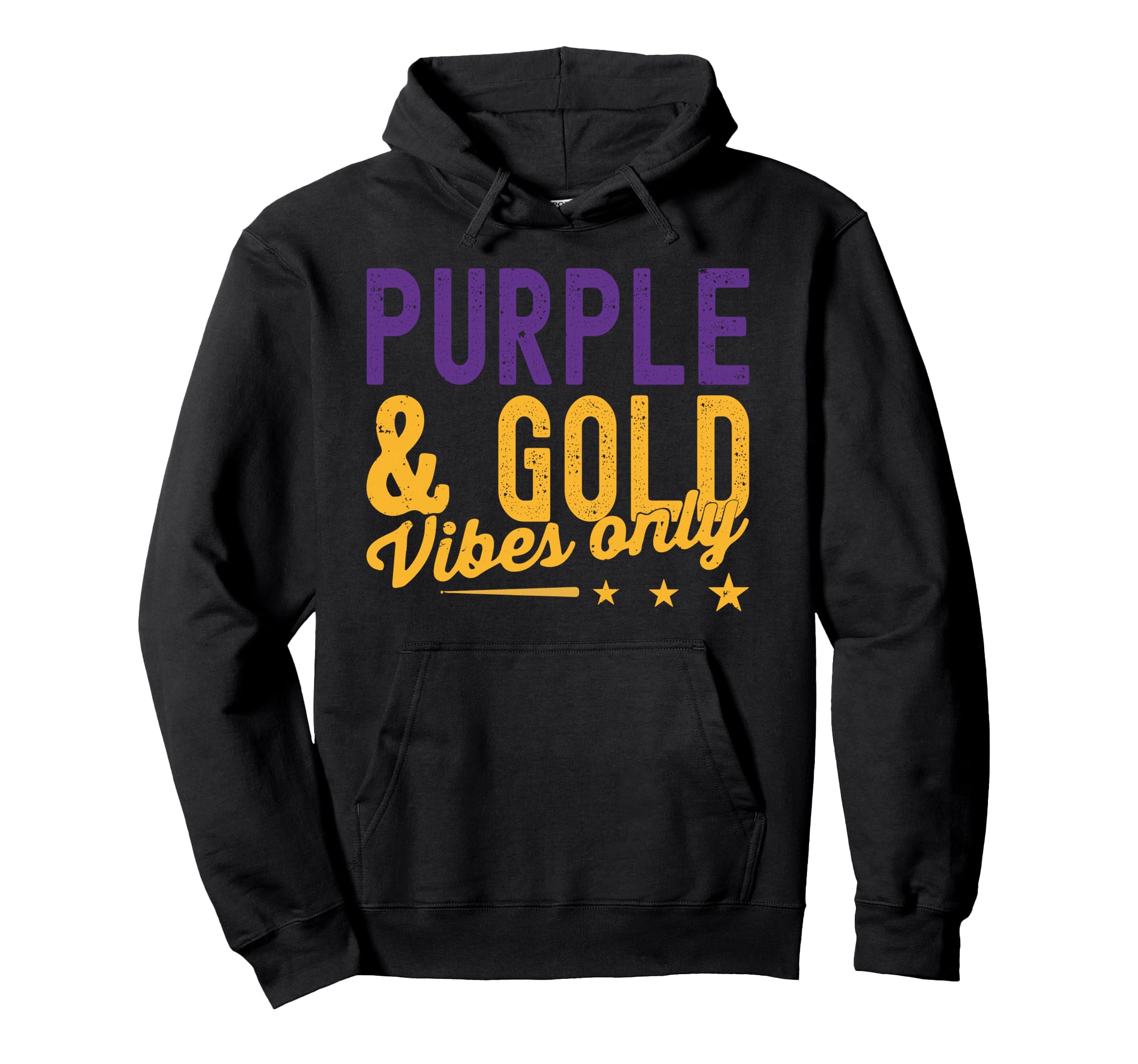 Purple And Gold Vibes Only Game Day Hoodie - Novelty Apparel for Adults - T-Shirt, Sweatshirt, Hoodie
