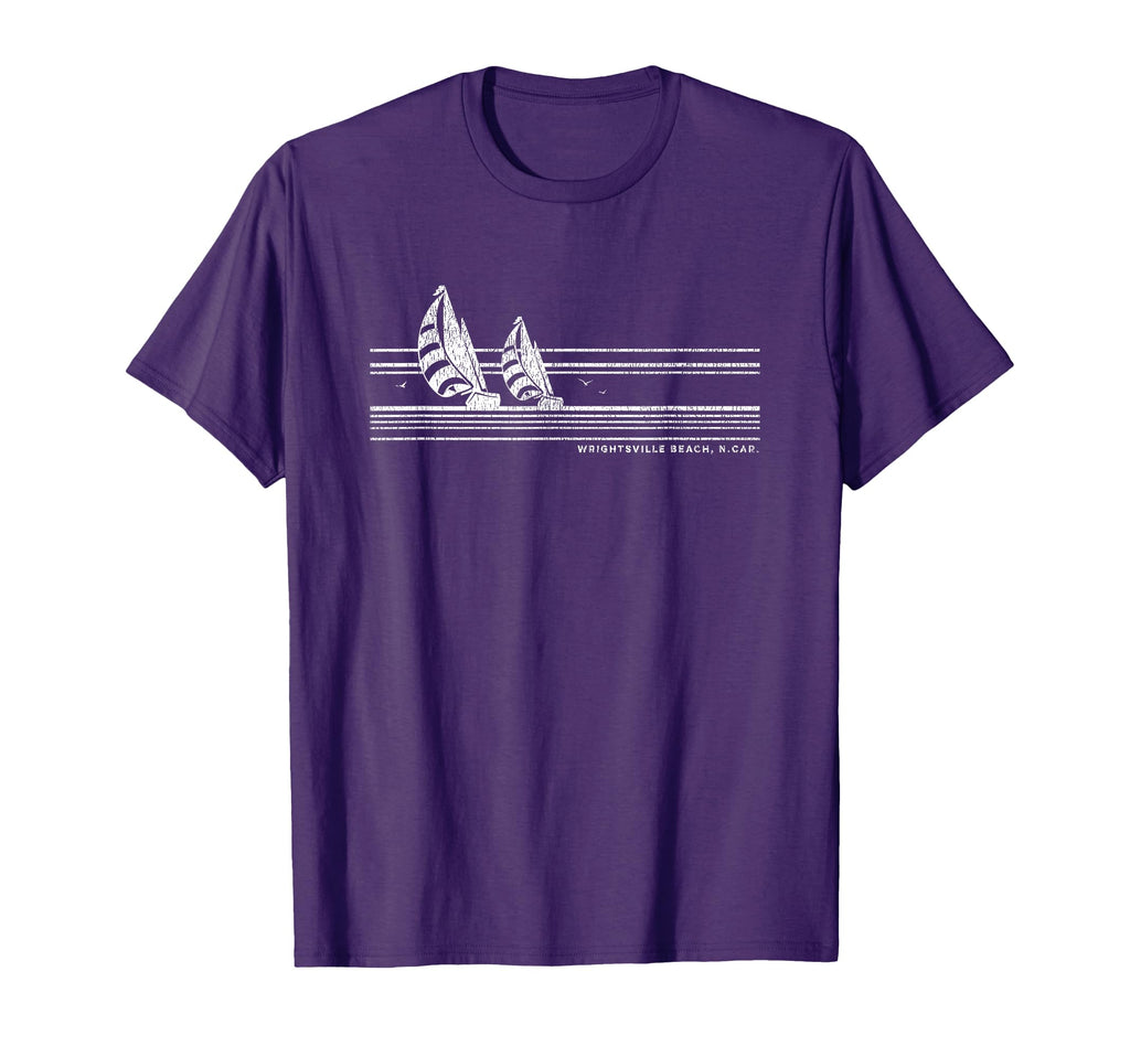 Wrightsville Beach Nc Sailing 70S T-Shirt - Custom Art Print Unisex - T-Shirt, Sweatshirt, Hoodie