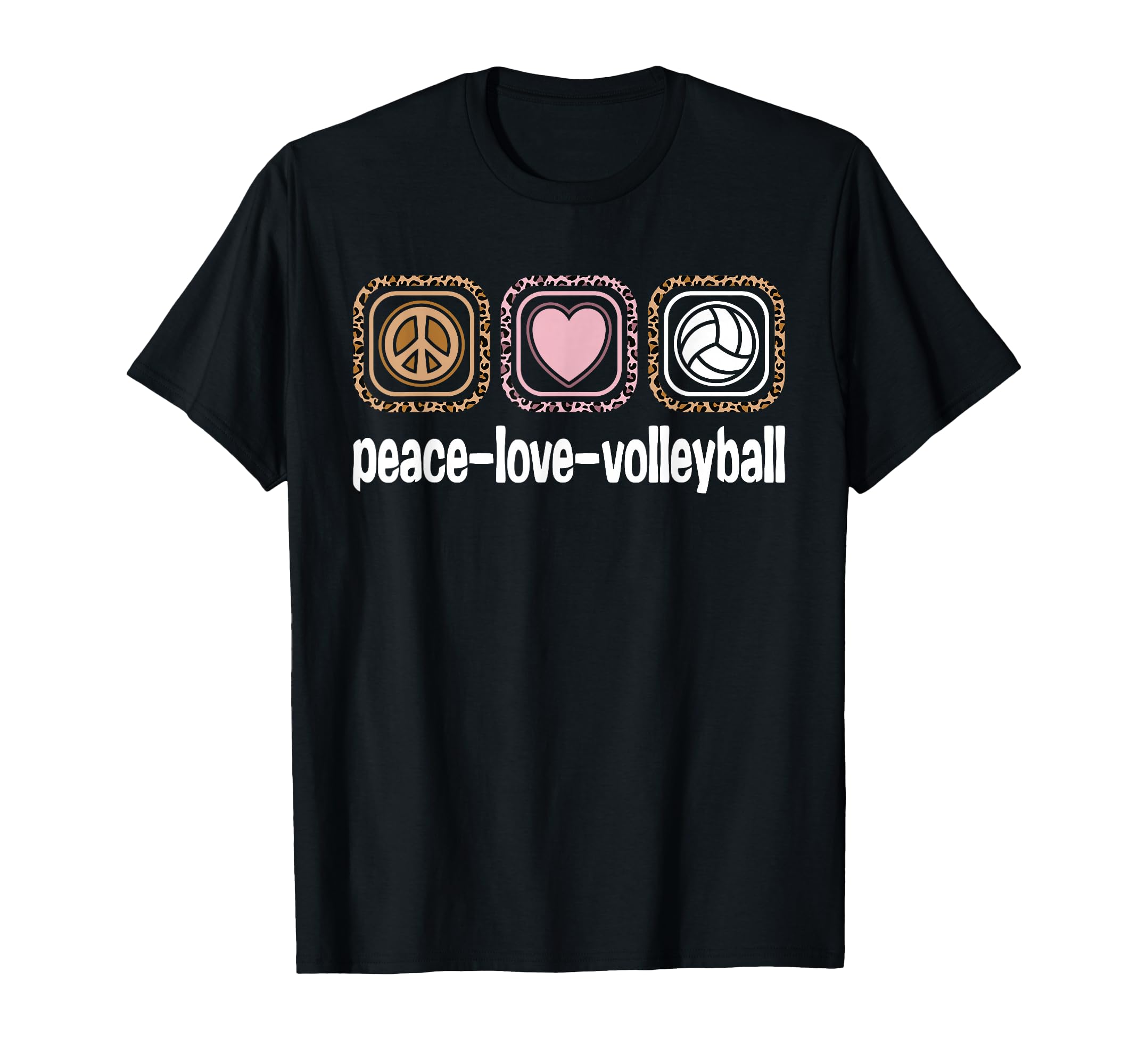 Peace Love Volleyball Leopard T-Shirt - Minimalist Print Men Women - T-Shirt, Sweatshirt, Hoodie