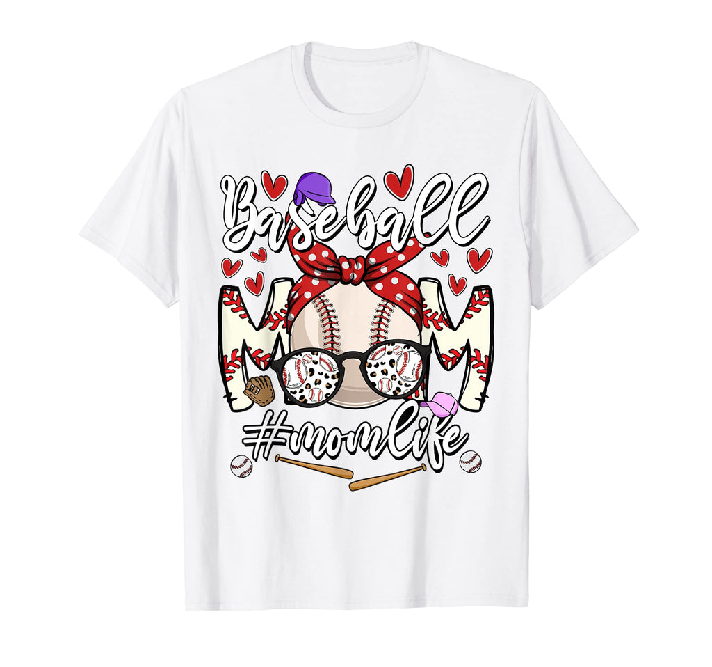 Baseball Mom Mothers Day Mama Baseball Whit T-Shirt - Graphic Print Unisex - T-Shirt, Sweatshirt, Hoodie