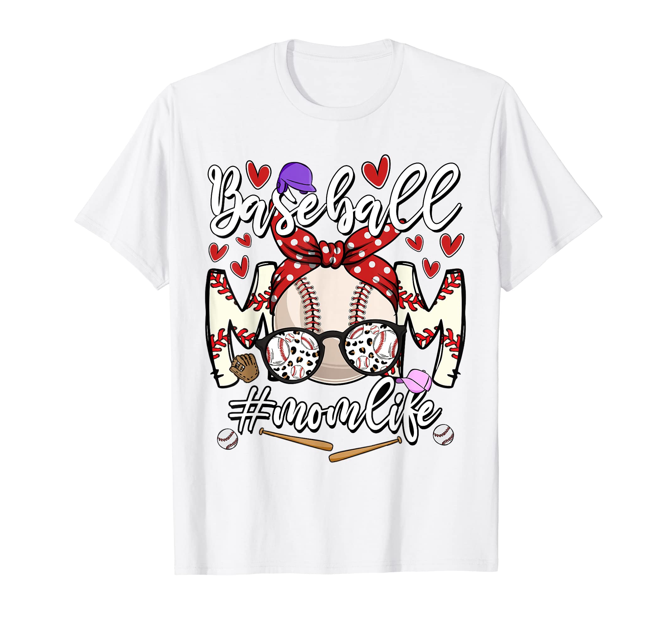 Baseball Mom Mothers Day Mama Baseball Whit T-Shirt - Graphic Print Unisex - T-Shirt, Sweatshirt, Hoodie