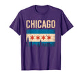 Chicago Skyline Flag Distressed T-Shirt - Custom Art Print Men Women - T-Shirt, Sweatshirt, Hoodie