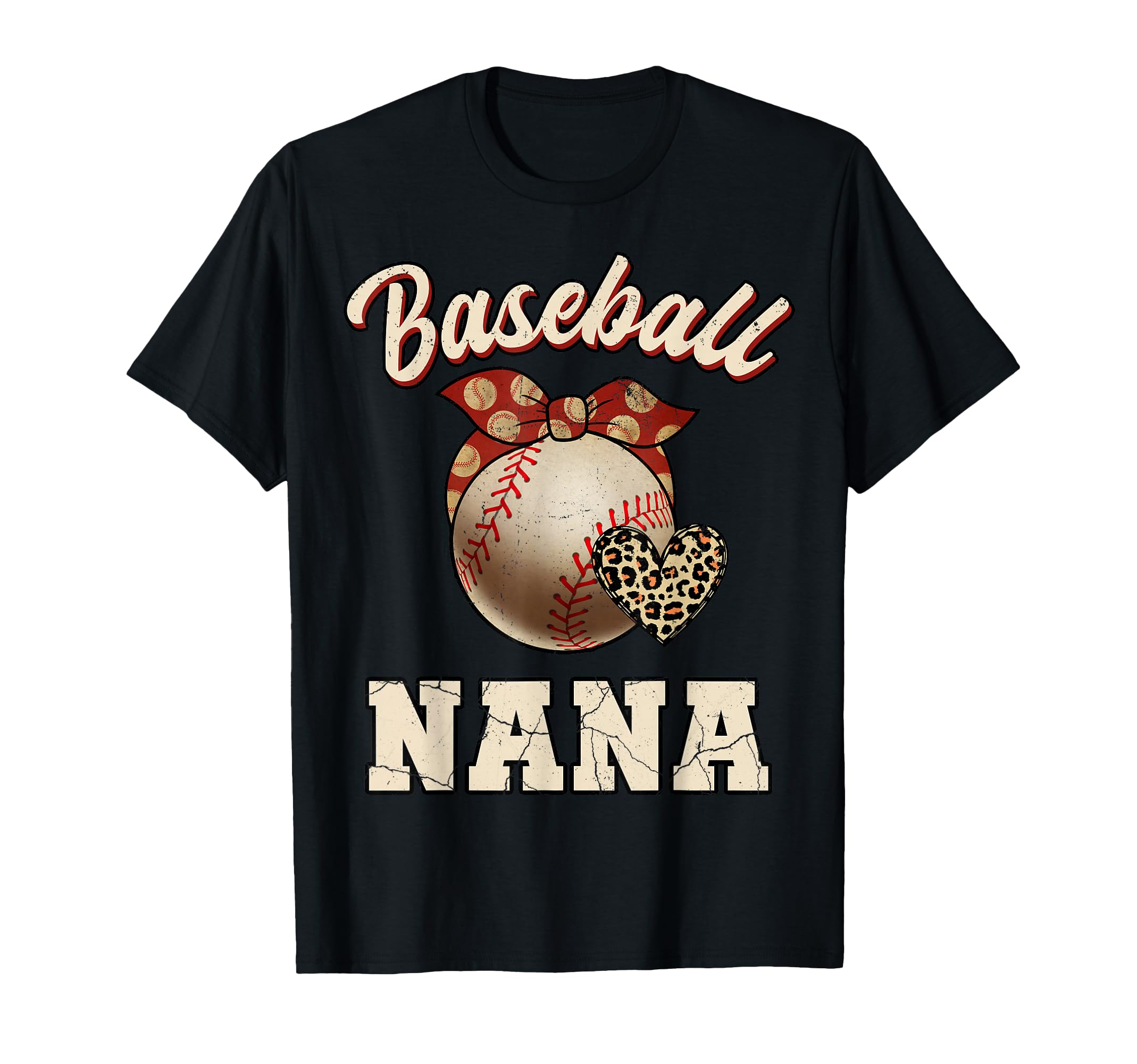 Baseball Nana Bandana Leopard Heart T-Shirt - Graphic Print for Adults - T-Shirt, Sweatshirt, Hoodie