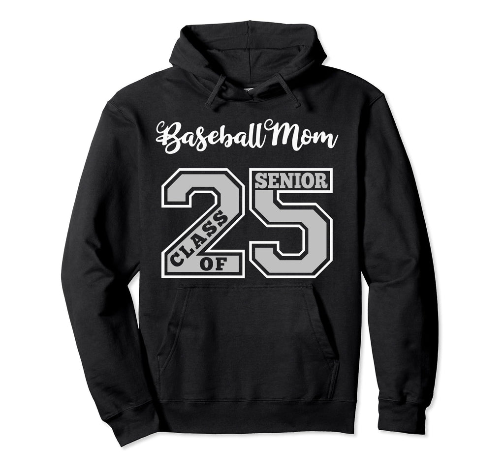 Senior Baseball Mom 2025 Groovy Hoodie - Minimalist Print for Adults - T-Shirt, Sweatshirt, Hoodie