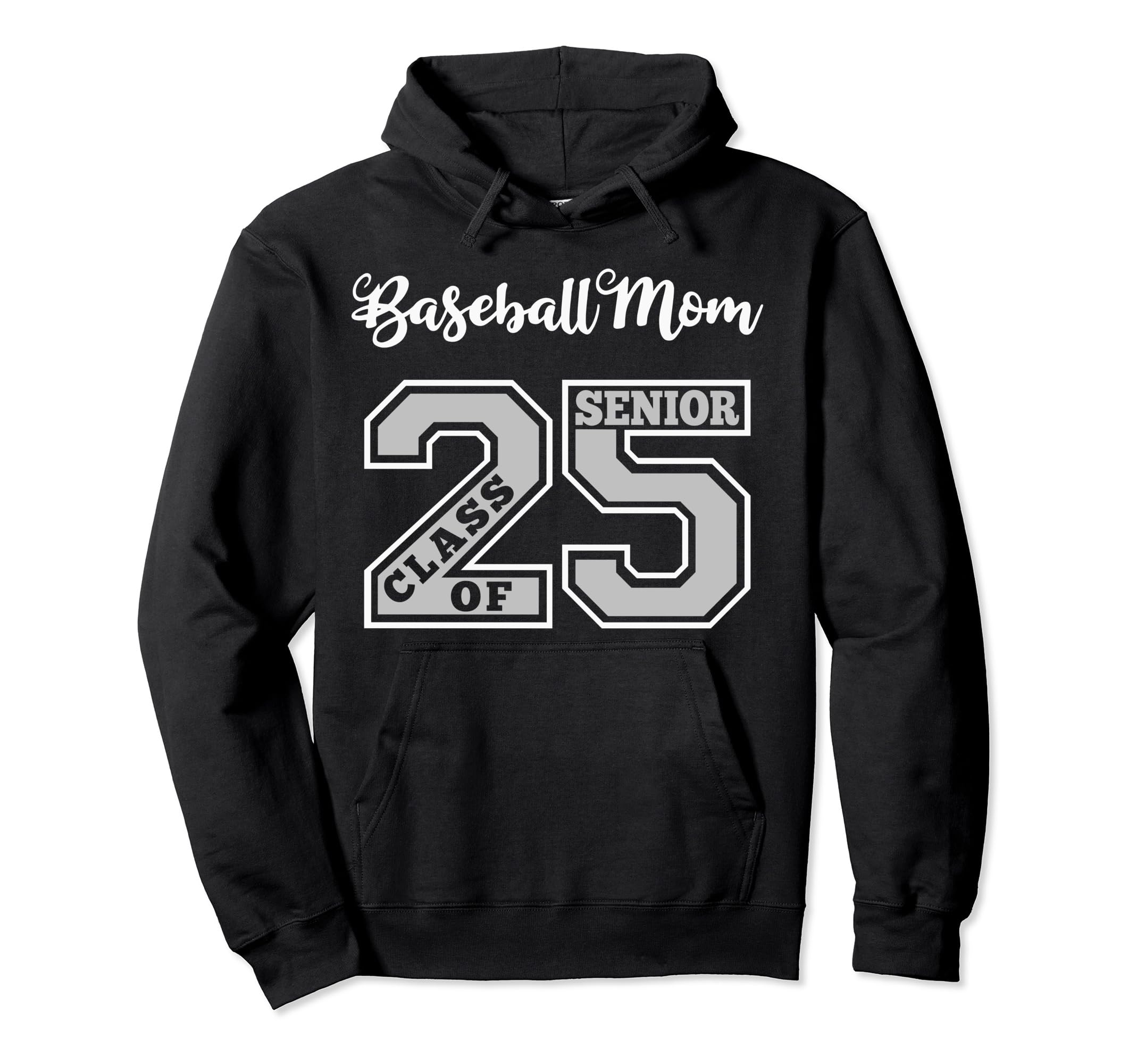 Senior Baseball Mom 2025 Groovy Hoodie - Minimalist Print for Adults - T-Shirt, Sweatshirt, Hoodie