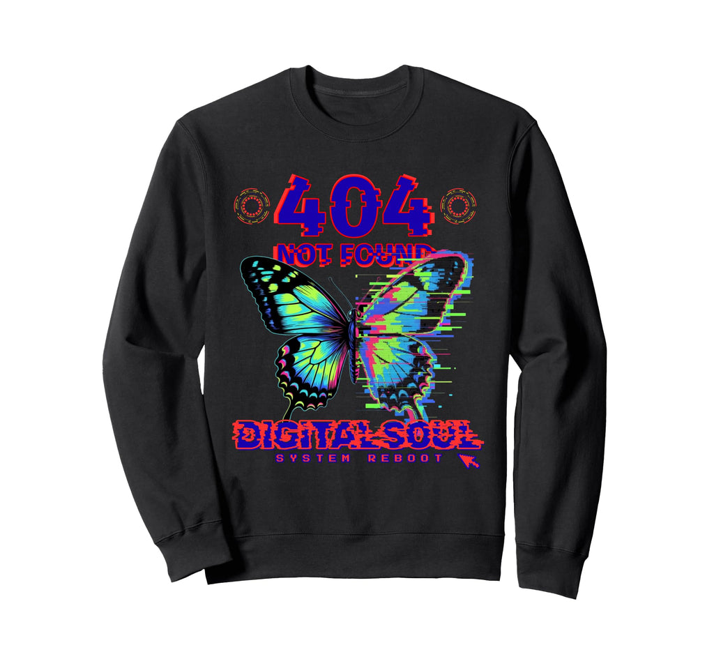 Glitch Butterfly Cyberpunk Y2K Sweatshirt - Aesthetic Graphic for Adults - T-Shirt, Sweatshirt, Hoodie