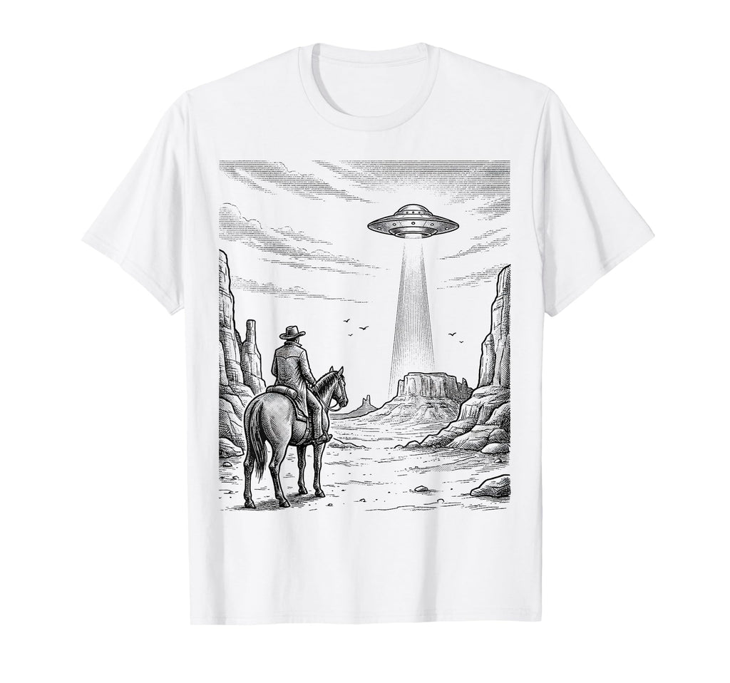 Cowboy Ufo Encounter Western Desert T-Shirt - Streetwear Style Unisex - T-Shirt, Sweatshirt, Hoodie