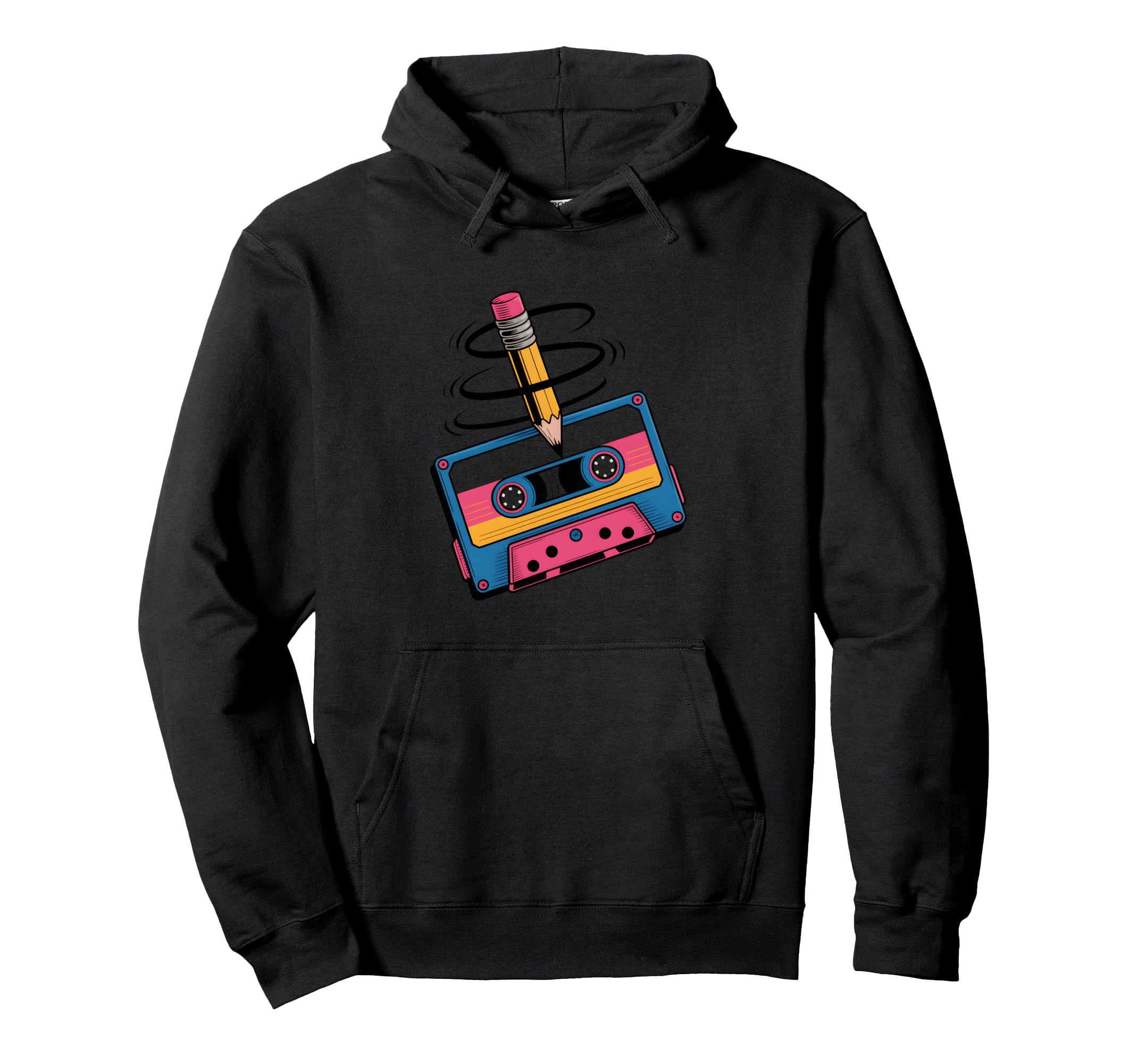 Mixtape Cassette Pencil Hoodie - Unique Graphic Men Women - T-Shirt, Sweatshirt, Hoodie