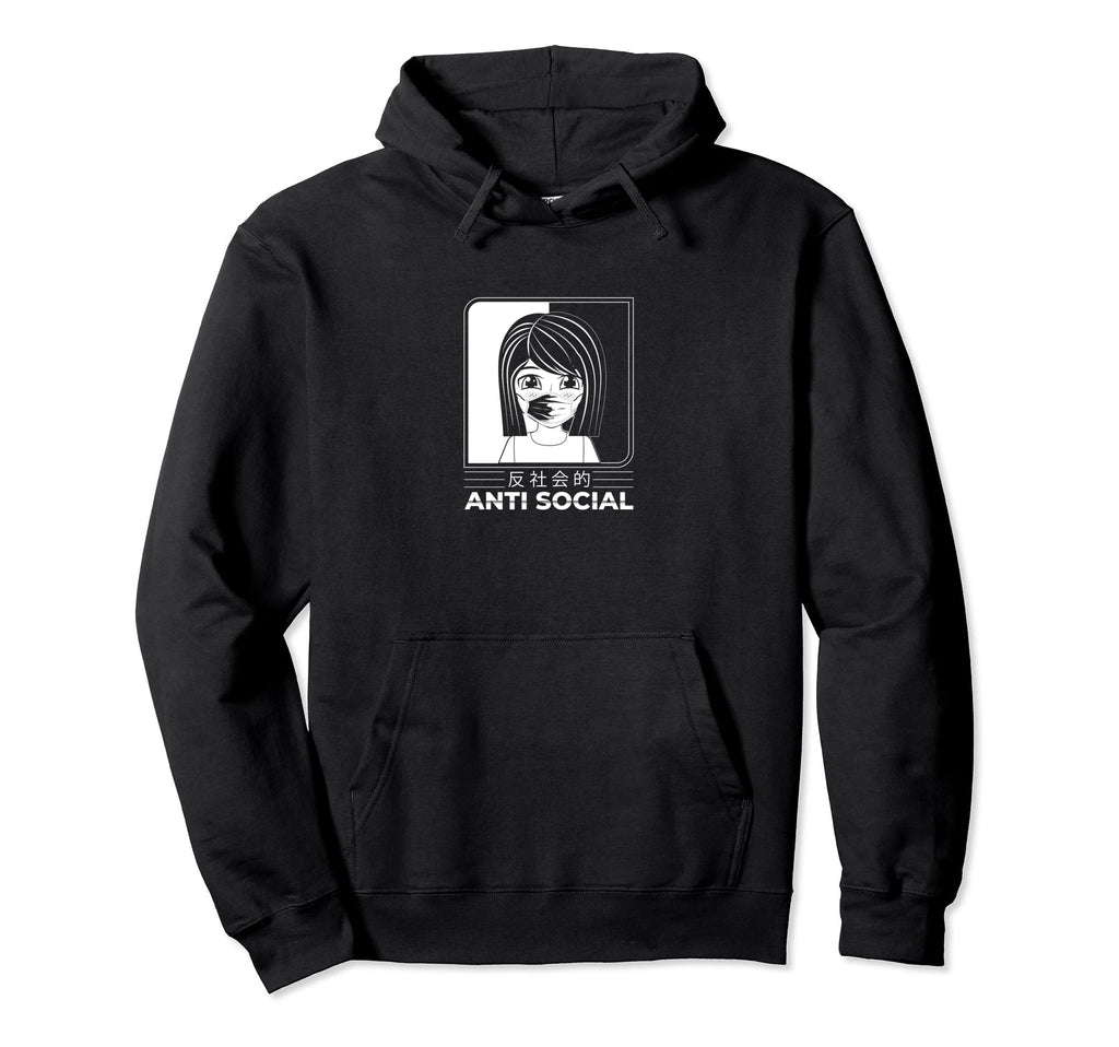 Anti Social Japanese Aesthetic Vaporwave Hoodie - Graphic Print for Adults - T-Shirt, Sweatshirt, Hoodie