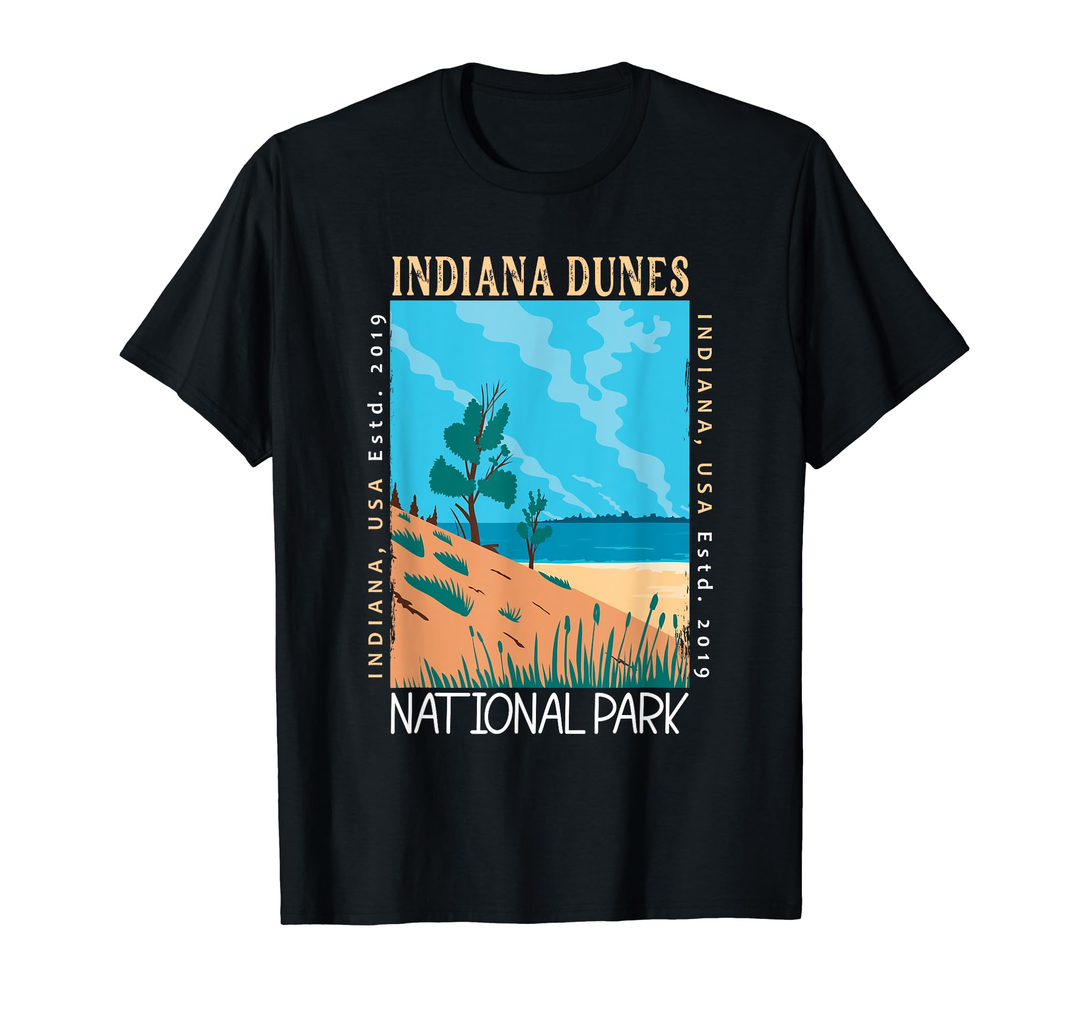 Indiana Dunes National Park Distressed T-Shirt - Custom Art Print Unisex - T-Shirt, Sweatshirt, Hoodie