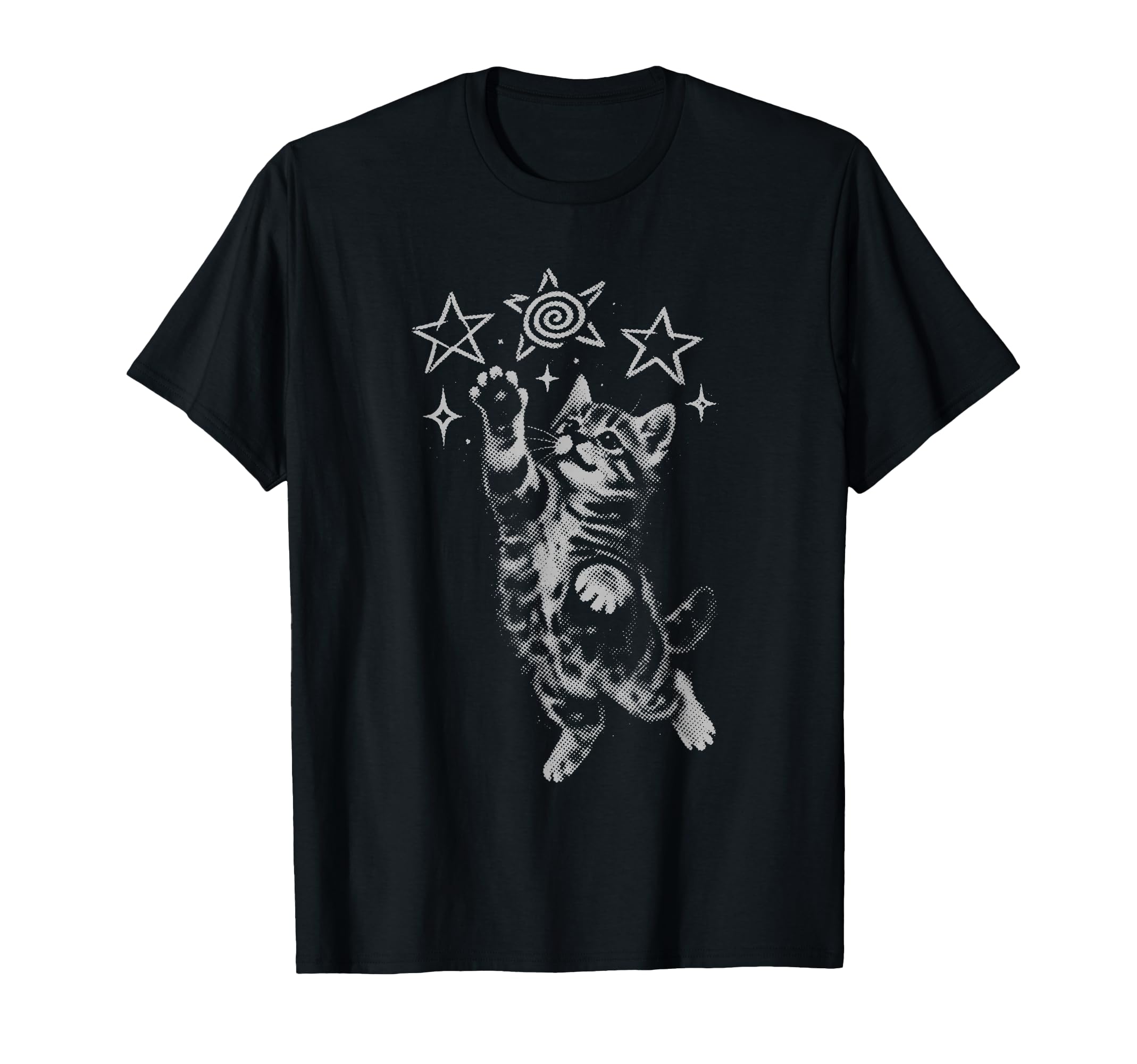 Y2K Cat Jumping Stars Silly 90S T-Shirt - Casual Everyday Wear for Adults - T-Shirt, Sweatshirt, Hoodie