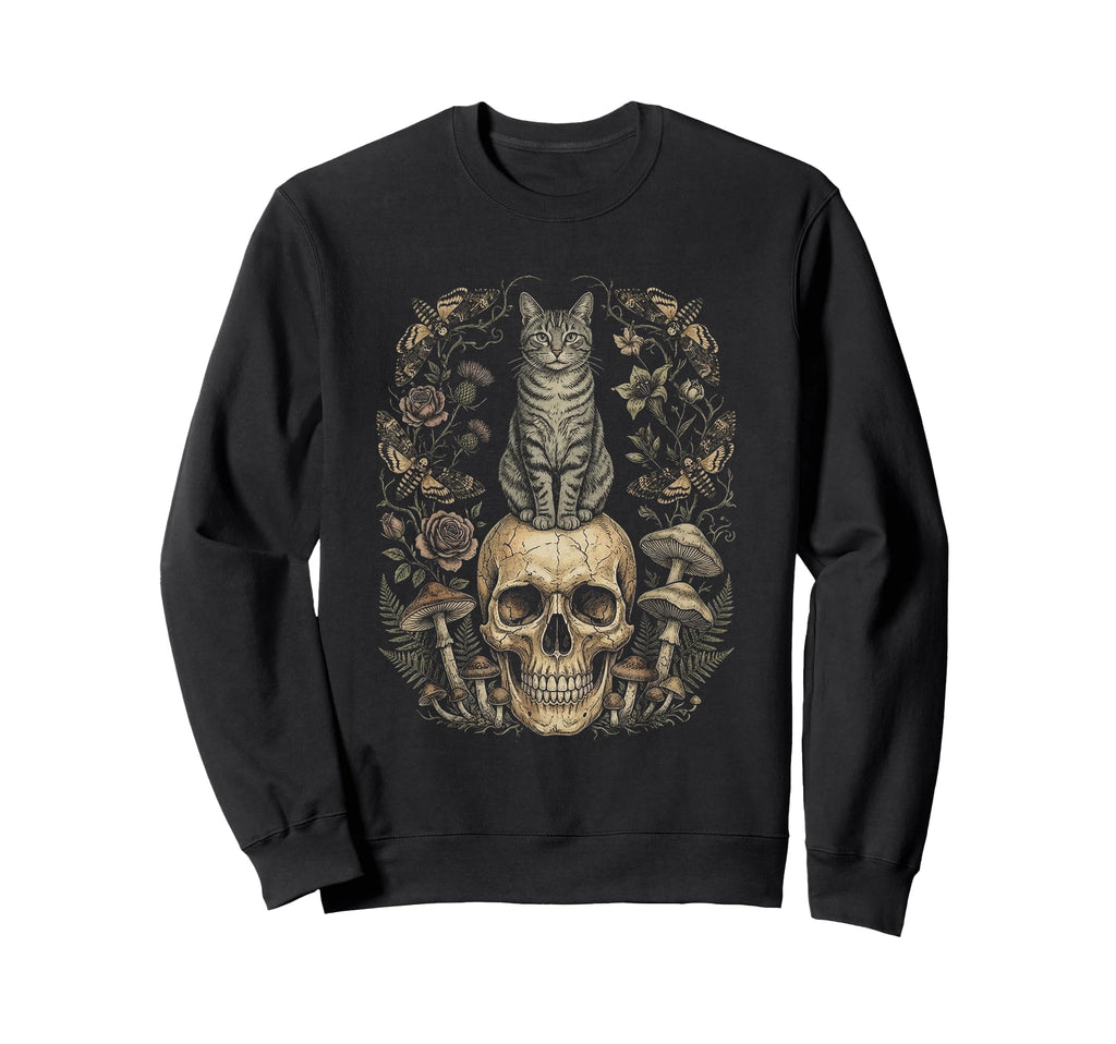 Skull Cat Skeleton Kitty Sweatshirt - Casual Everyday Wear for Adults - T-Shirt, Sweatshirt, Hoodie