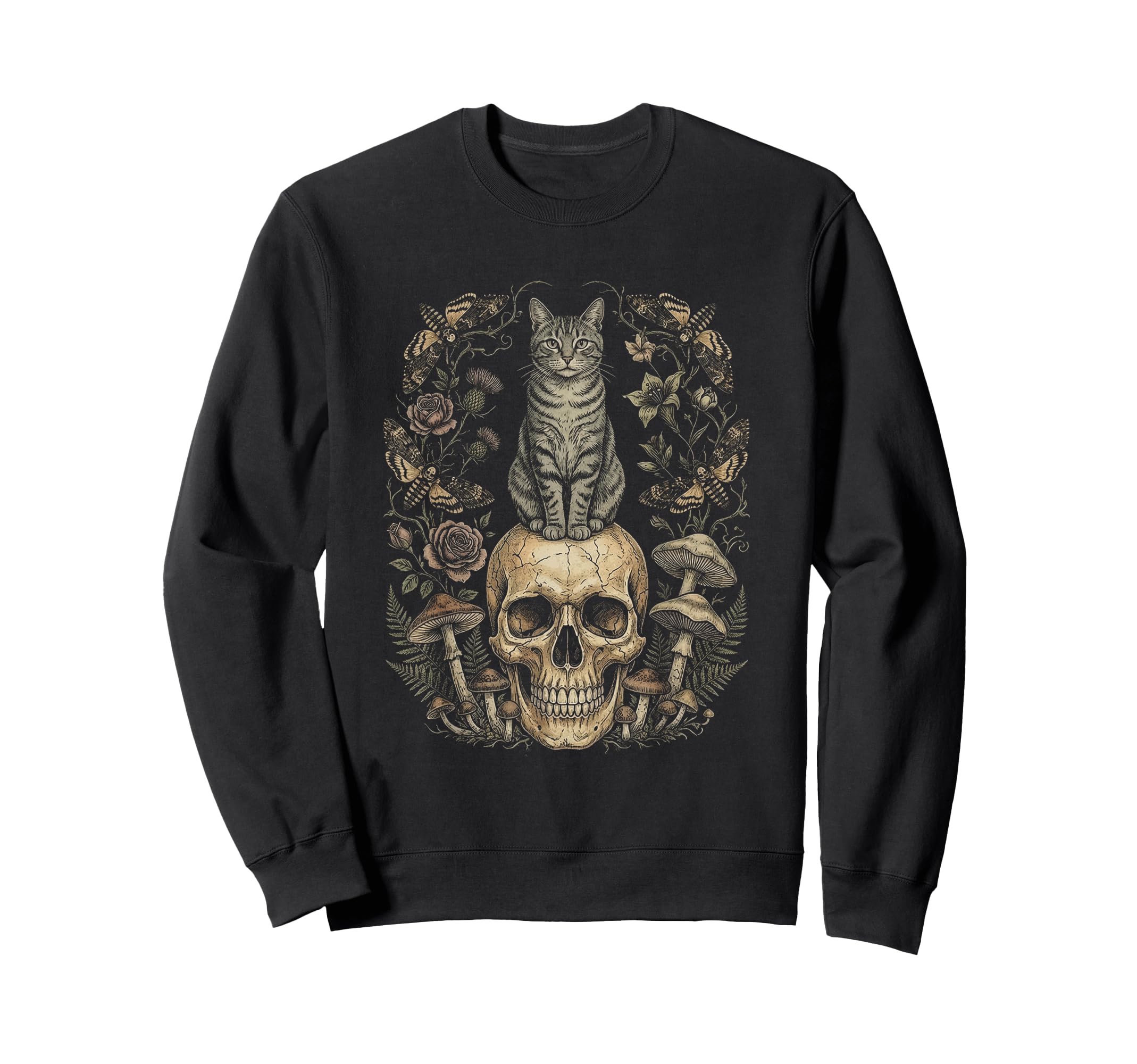 Skull Cat Skeleton Kitty Sweatshirt - Casual Everyday Wear for Adults - T-Shirt, Sweatshirt, Hoodie