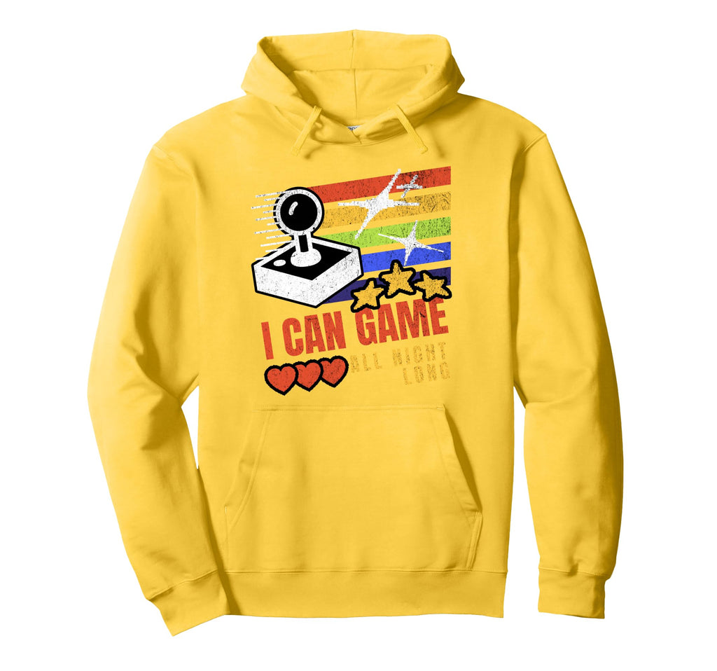 I Can Game All Night Long Arcade Hoodie - Aesthetic Graphic Men Women - T-Shirt, Sweatshirt, Hoodie