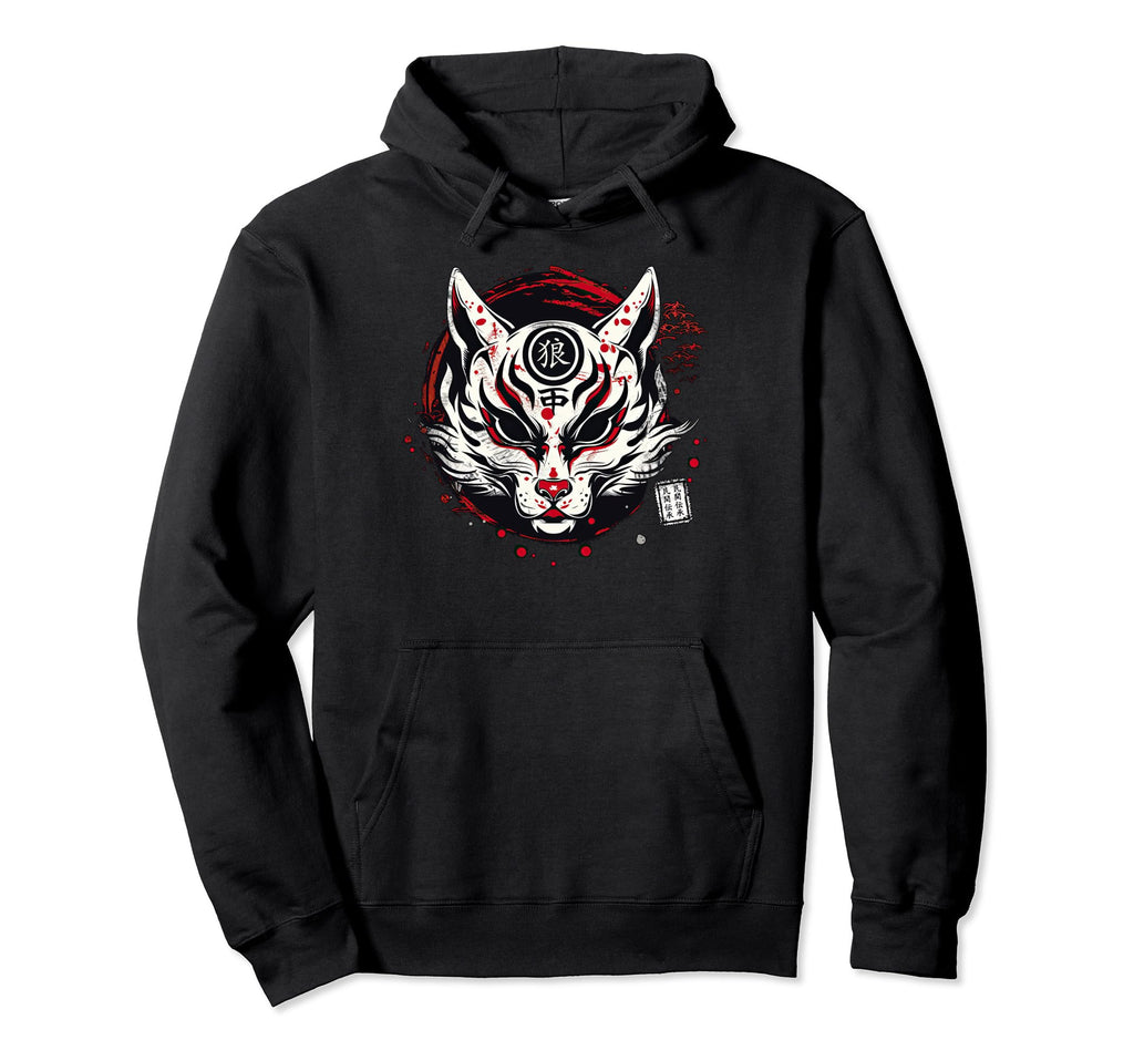 Kitsune Mask Anime Fox Japanese Hoodie - Graphic Print for Adults - T-Shirt, Sweatshirt, Hoodie
