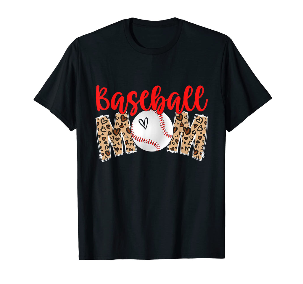 Baseball Mom Leopard Mothers Day Sport T-Shirt - Custom Art Print Unisex - T-Shirt, Sweatshirt, Hoodie