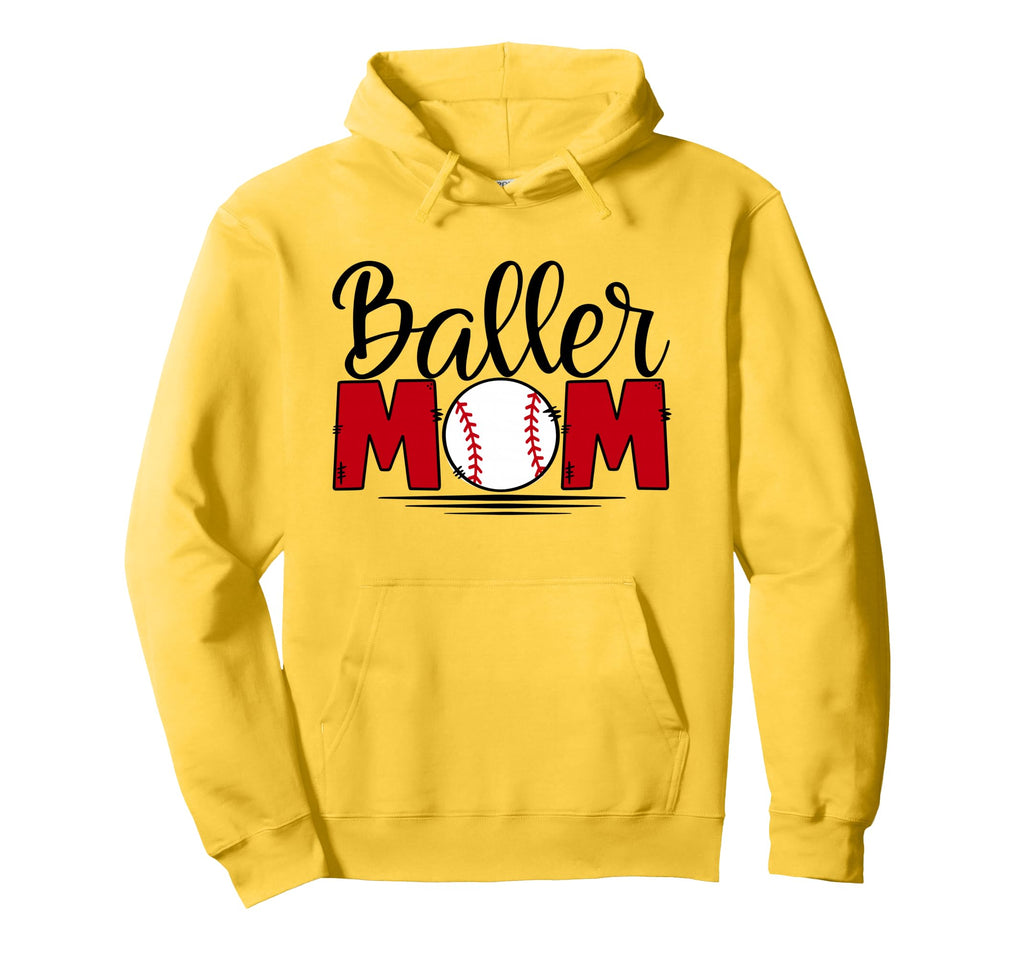 Baller Mom Moms Who Play Baseball Hoodie - Aesthetic Graphic for Adults - T-Shirt, Sweatshirt, Hoodie