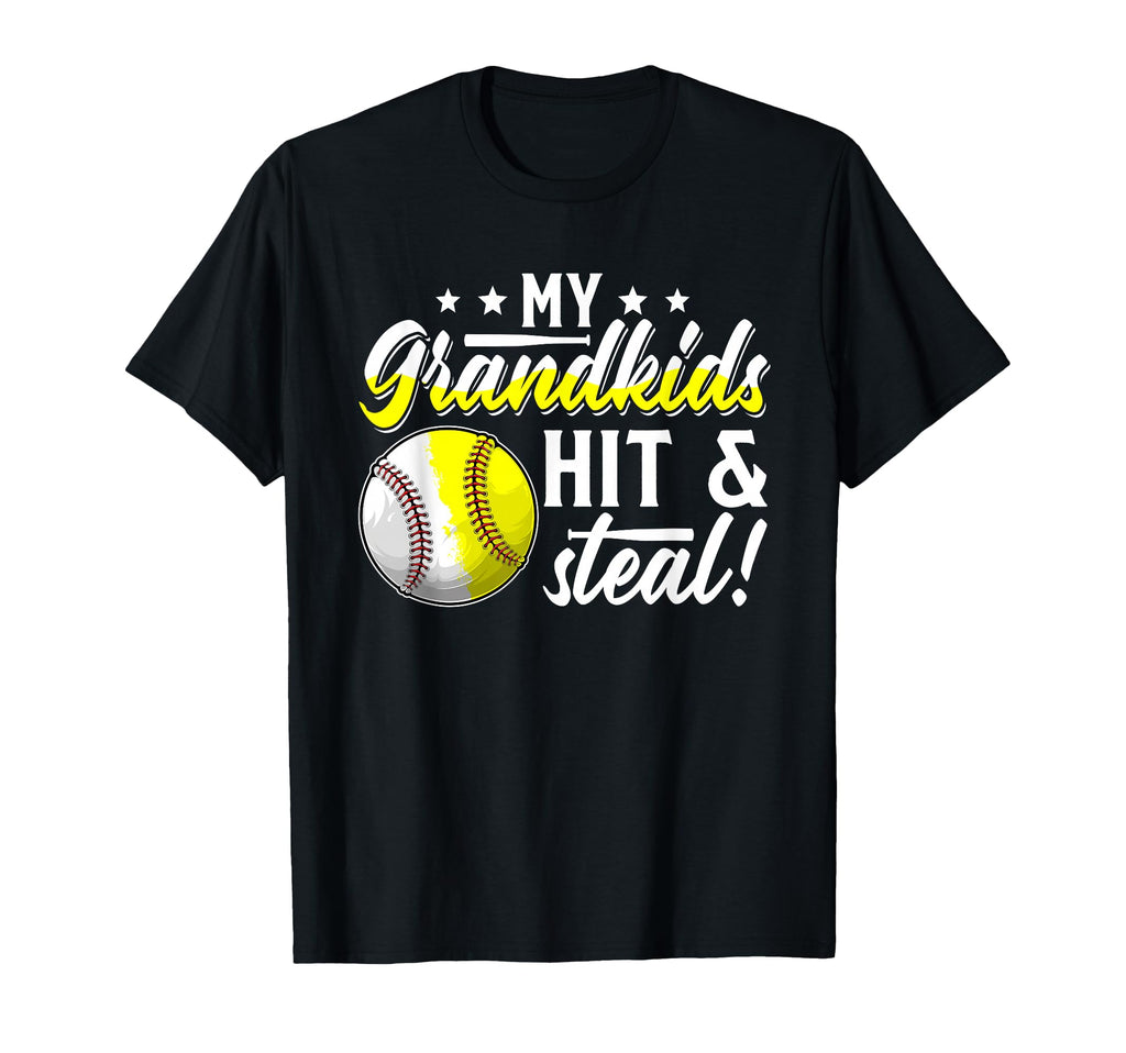 My Grandkids Hit Steal Baseball T-Shirt - Casual Everyday Wear for Adults - T-Shirt, Sweatshirt, Hoodie