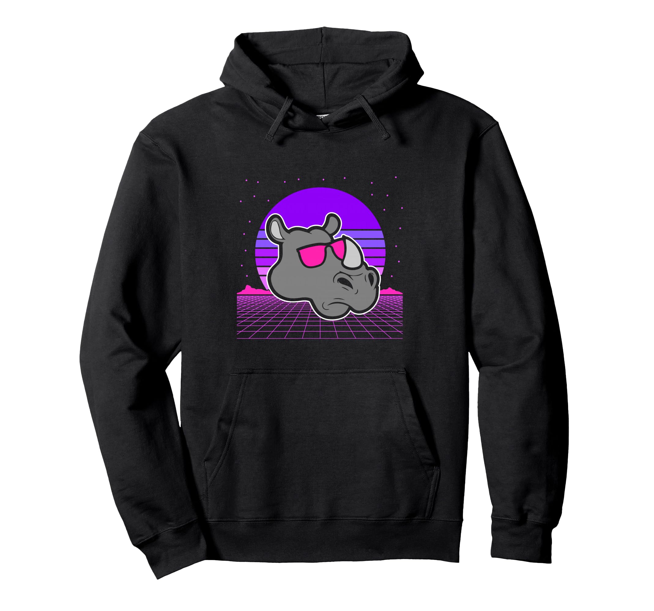 Aesthetic Vaporwave Outfits Rhino Vaporwave Hoodie - Graphic Print Unisex - T-Shirt, Sweatshirt, Hoodie