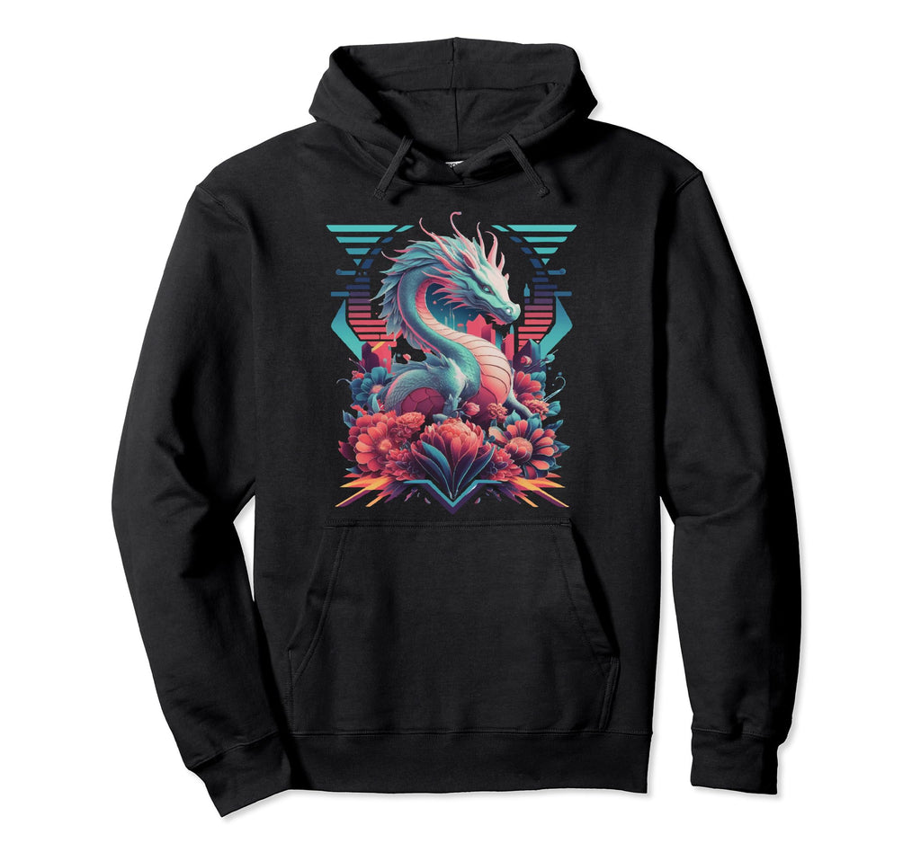 Dragon Synthwave Vaporwave Aesthetic Hoodie - Unique Graphic for Adults - T-Shirt, Sweatshirt, Hoodie