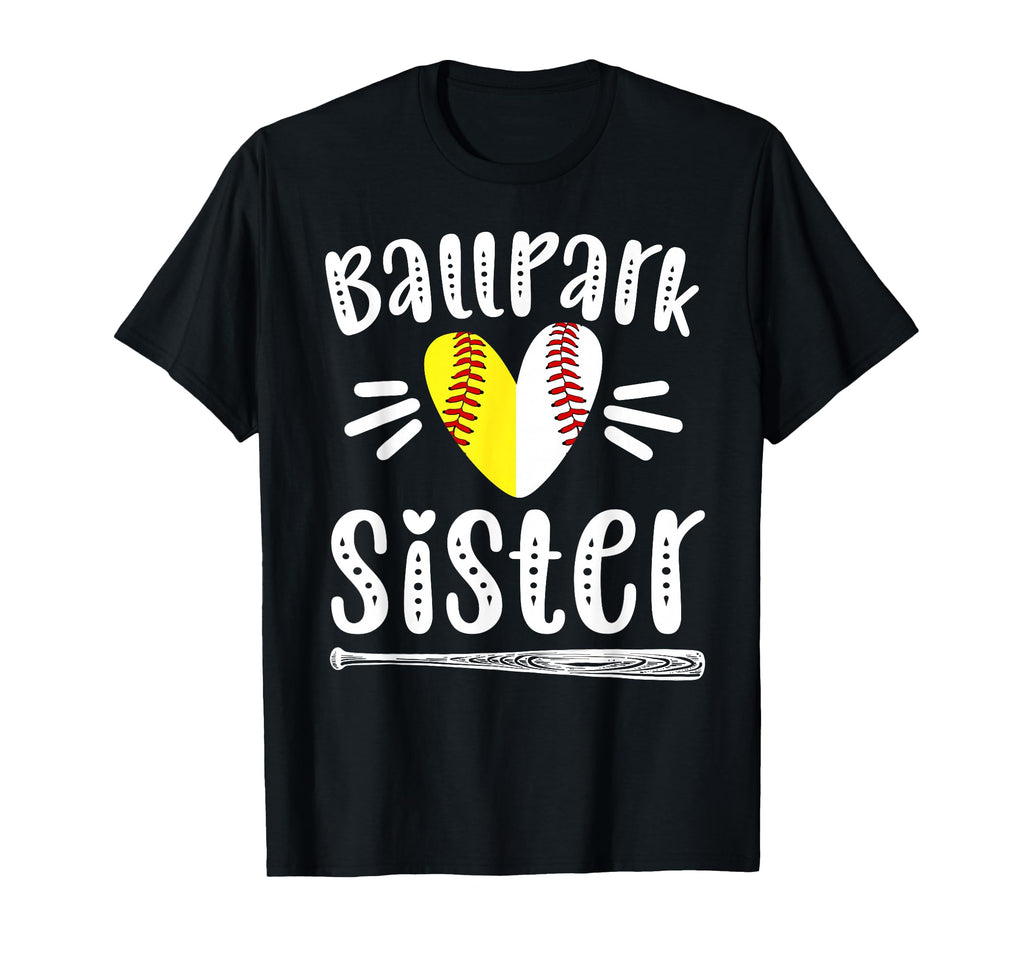 Ballpark Sister Heart Softball Baseball T-Shirt - Aesthetic Graphic Unisex - T-Shirt, Sweatshirt, Hoodie