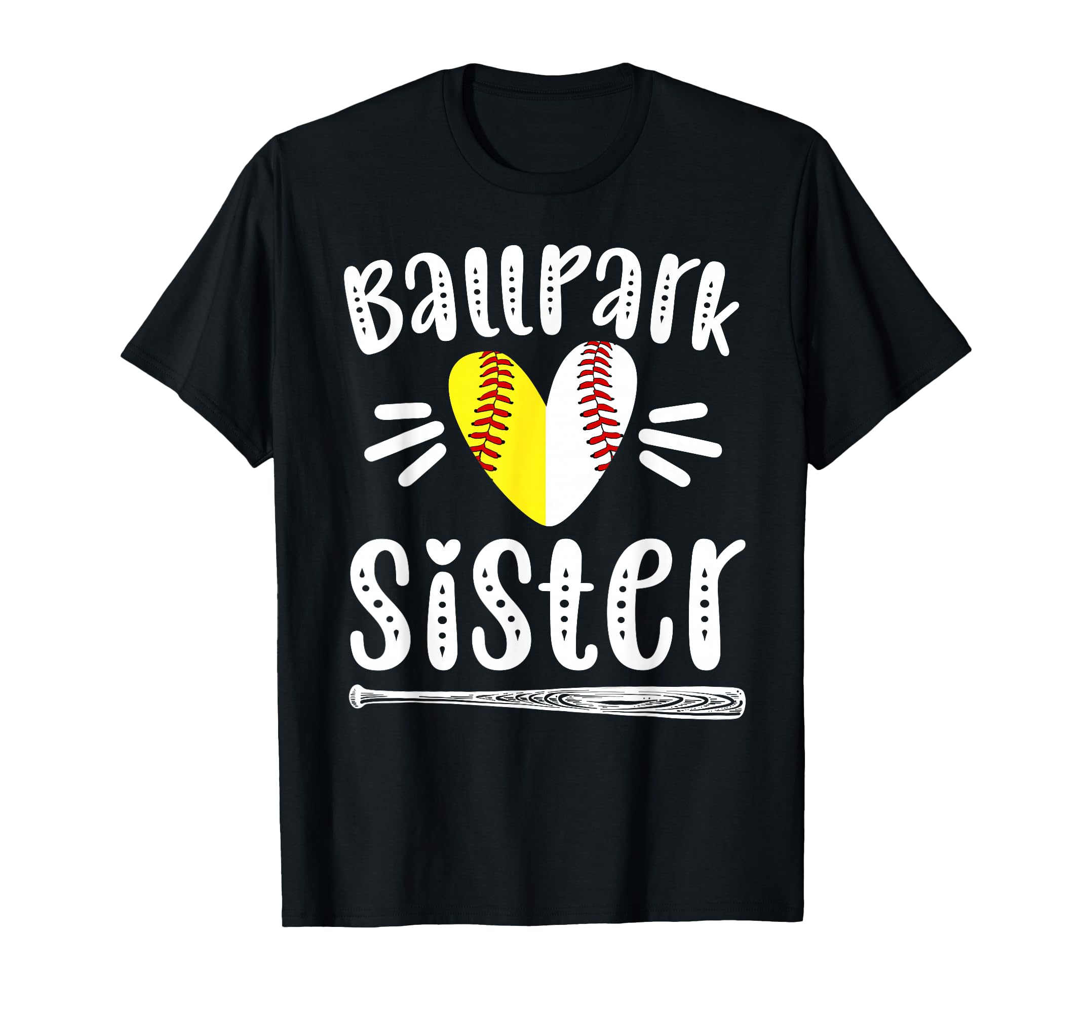 Ballpark Sister Heart Softball Baseball T-Shirt - Aesthetic Graphic Unisex - T-Shirt, Sweatshirt, Hoodie