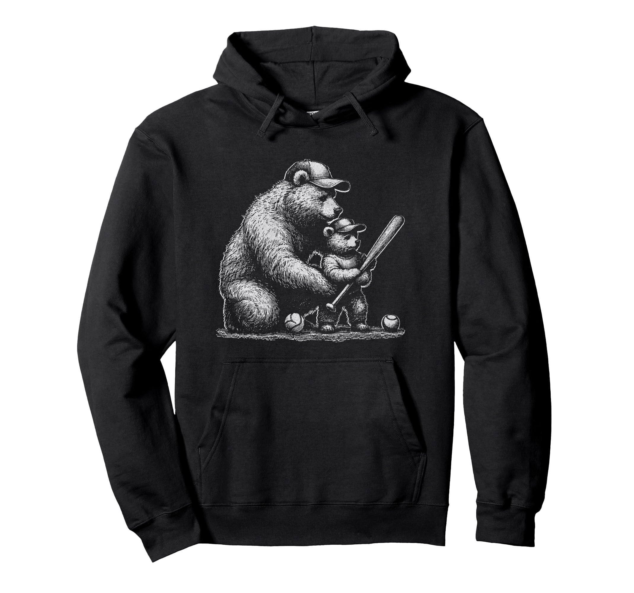 Baseball Bear Dad Son Batting Team Hoodie - Graphic Print Unisex - T-Shirt, Sweatshirt, Hoodie