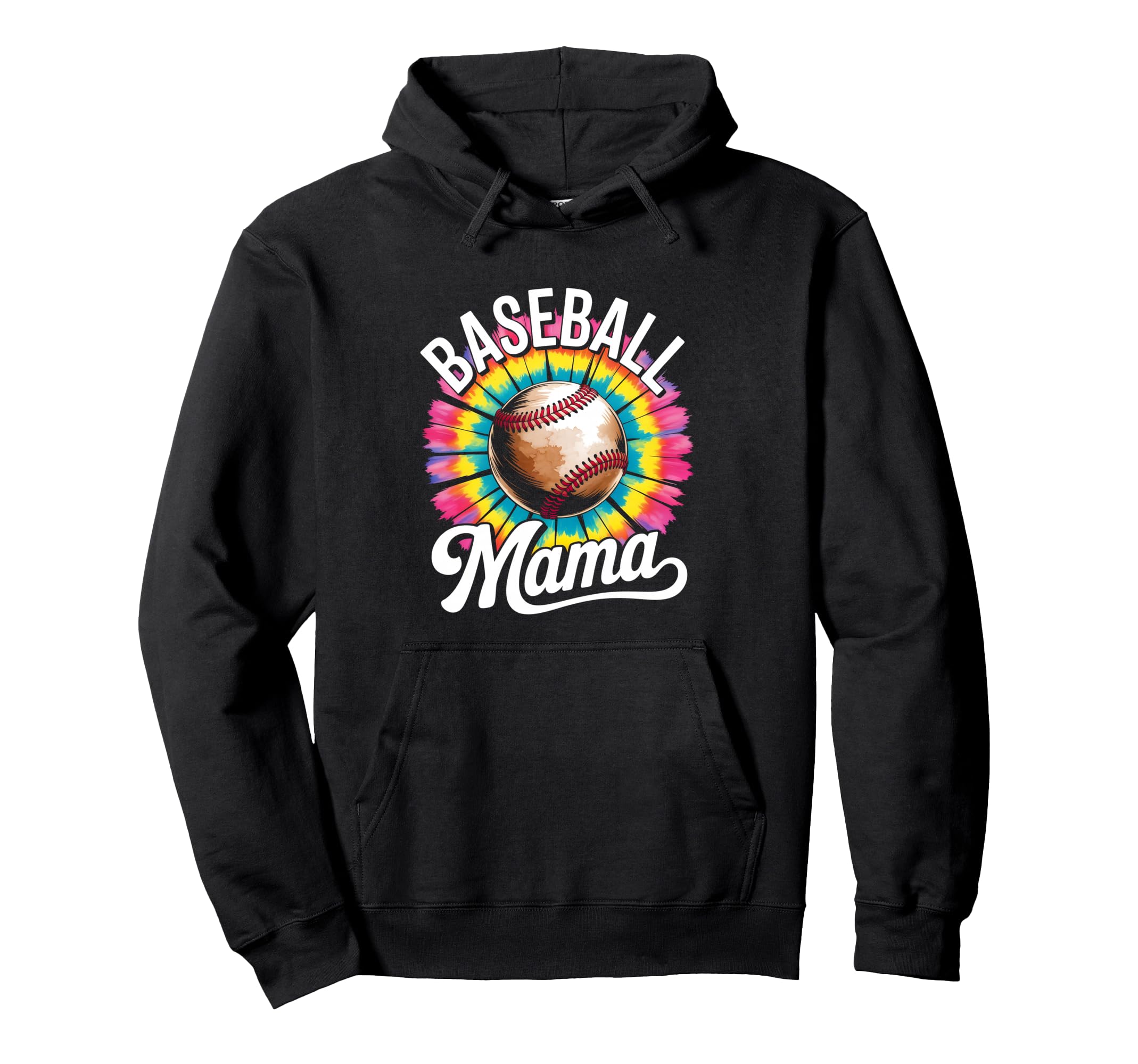 Baseball Mama Tie Dye Colorful Hoodie - Trendy Graphic for Adults - T-Shirt, Sweatshirt, Hoodie
