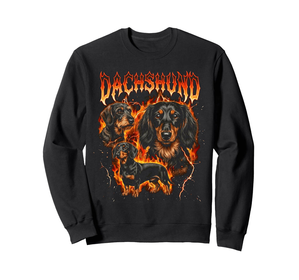 Dachshund 80S 90S Heavy Metal Sweatshirt - Minimalist Print Men Women - T-Shirt, Sweatshirt, Hoodie