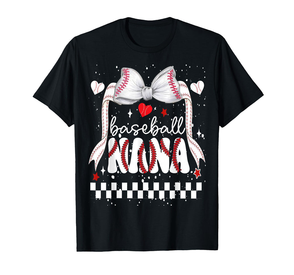 Baseball Nana Gigi Bow Heart Grandma T-Shirt - Trendy Graphic for Adults - T-Shirt, Sweatshirt, Hoodie